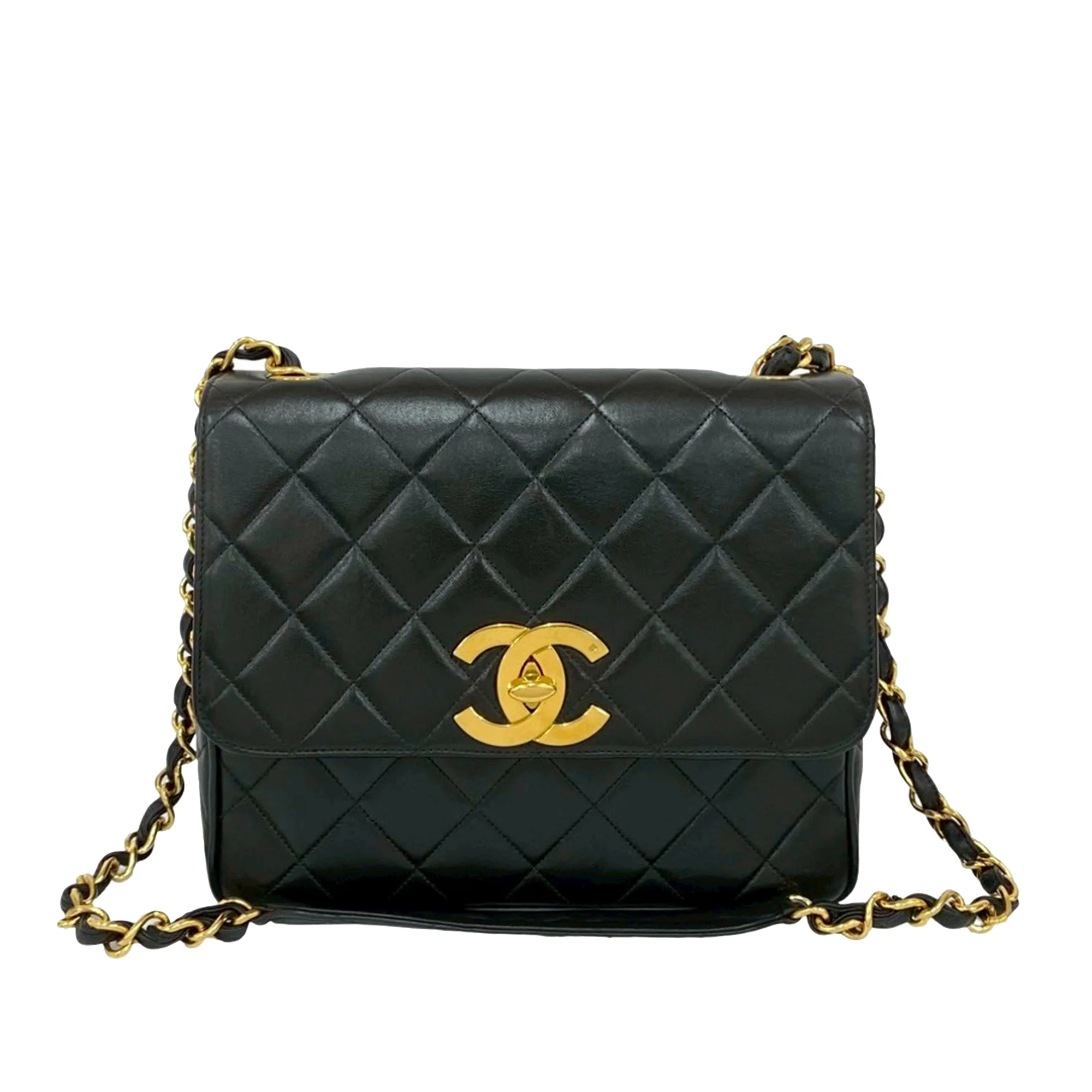 Chanel | Pre-Owned Square XL Quilted Lambskin Single Flap | Black