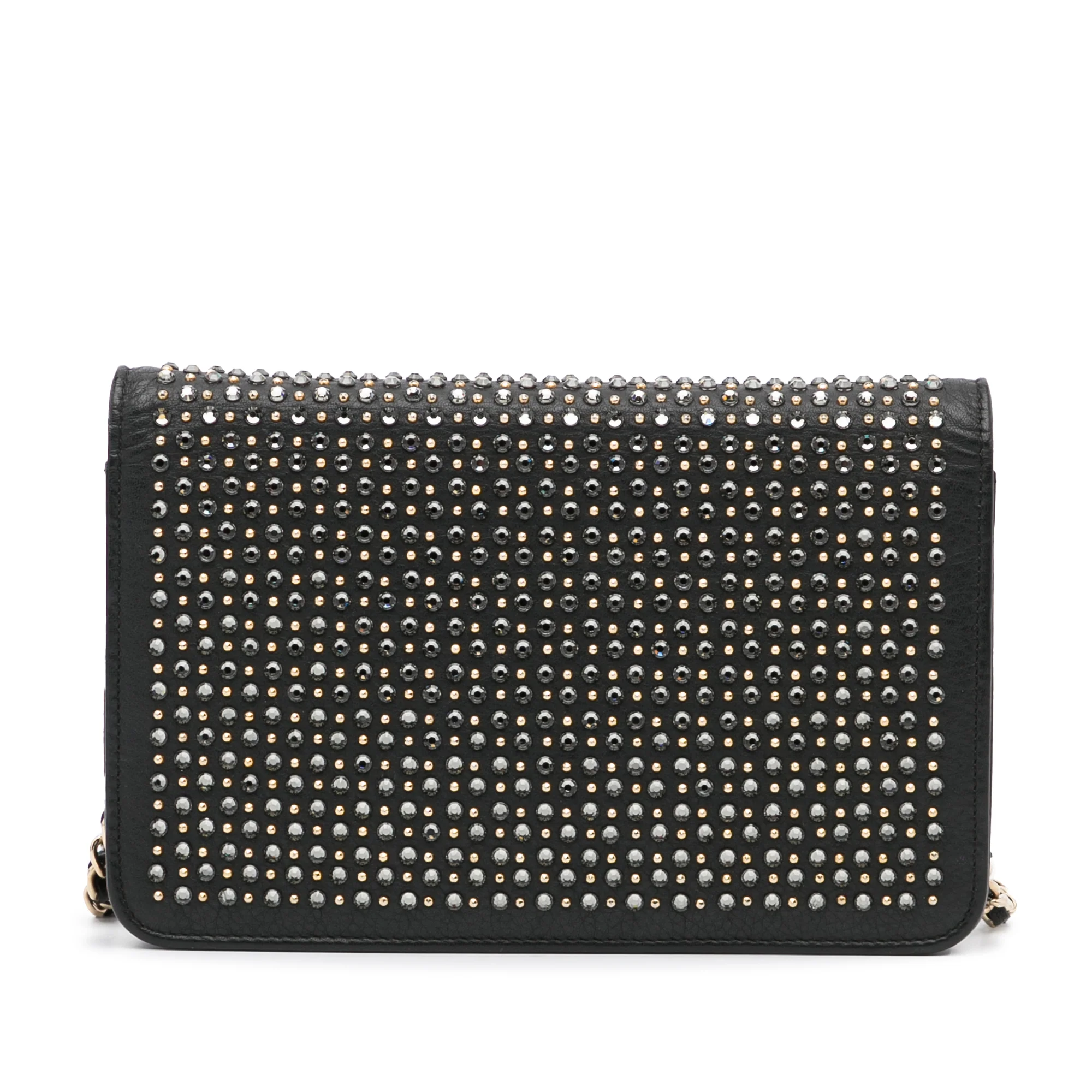 Chanel | Pre-Owned Studded Leather Wallet on Chain | Black - Image 3