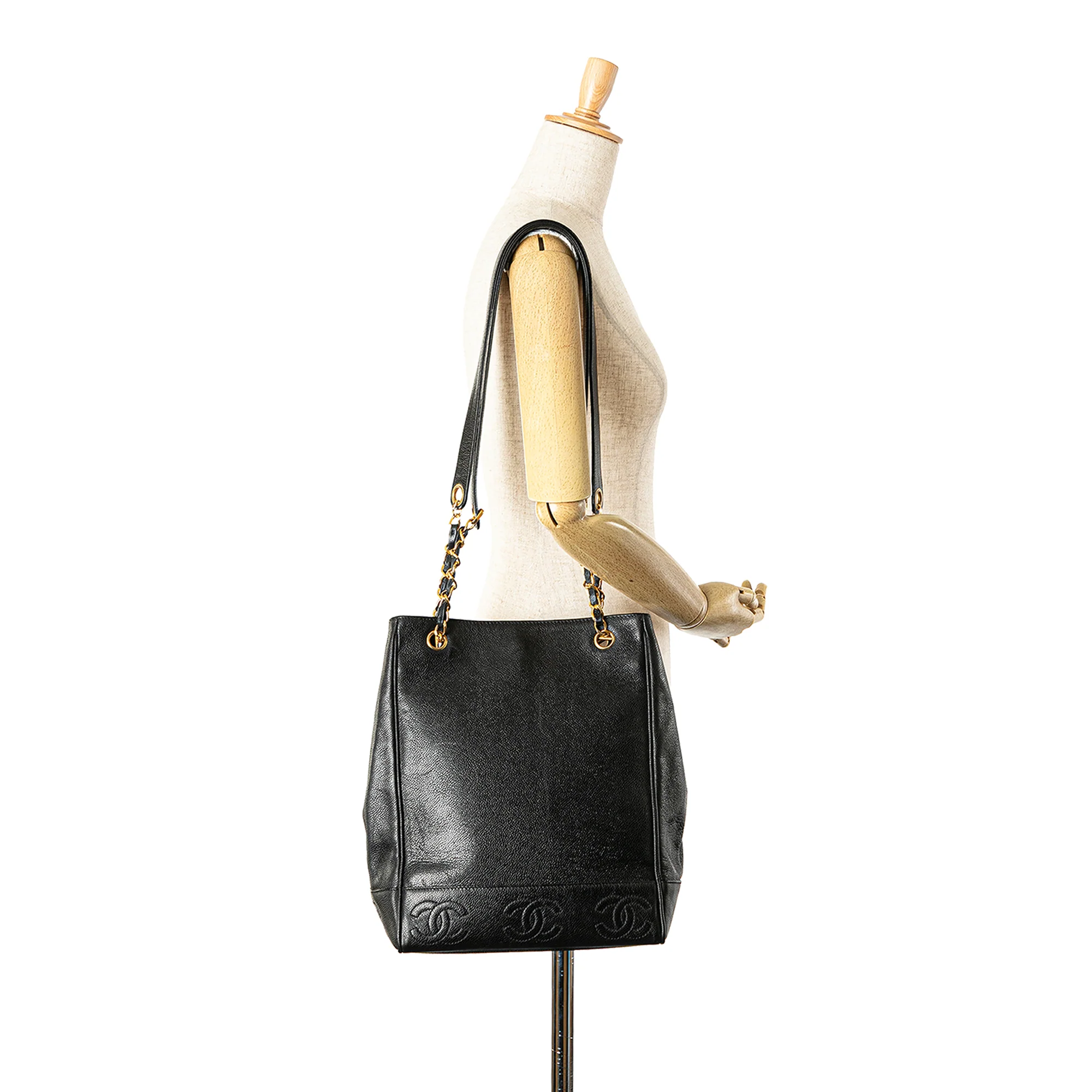 Chanel | Pre-Owned Triple CC Caviar Tote | Black - Image 7