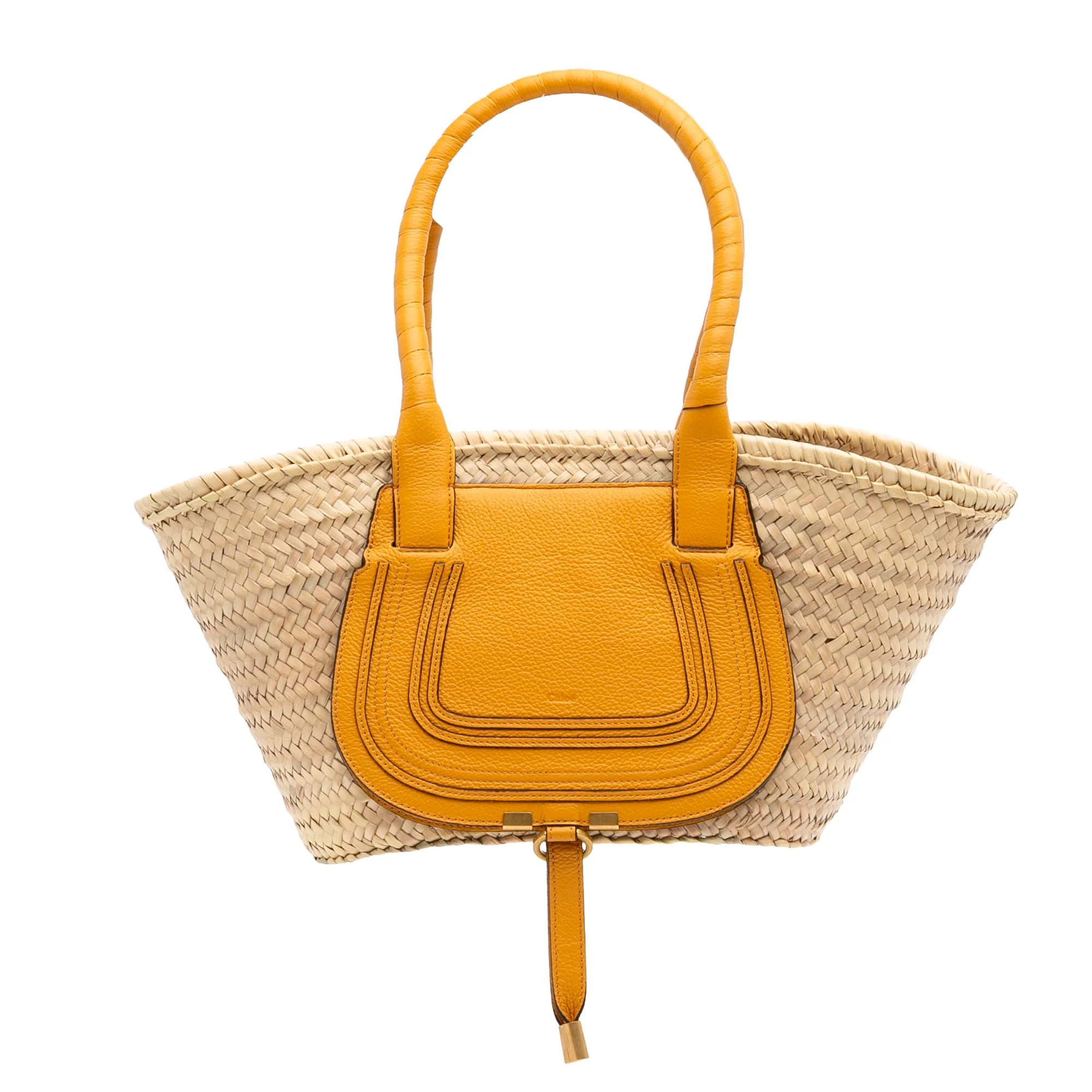 Chloe | Pre-Owned Medium Raffia Marcie Basket Tote | Beige