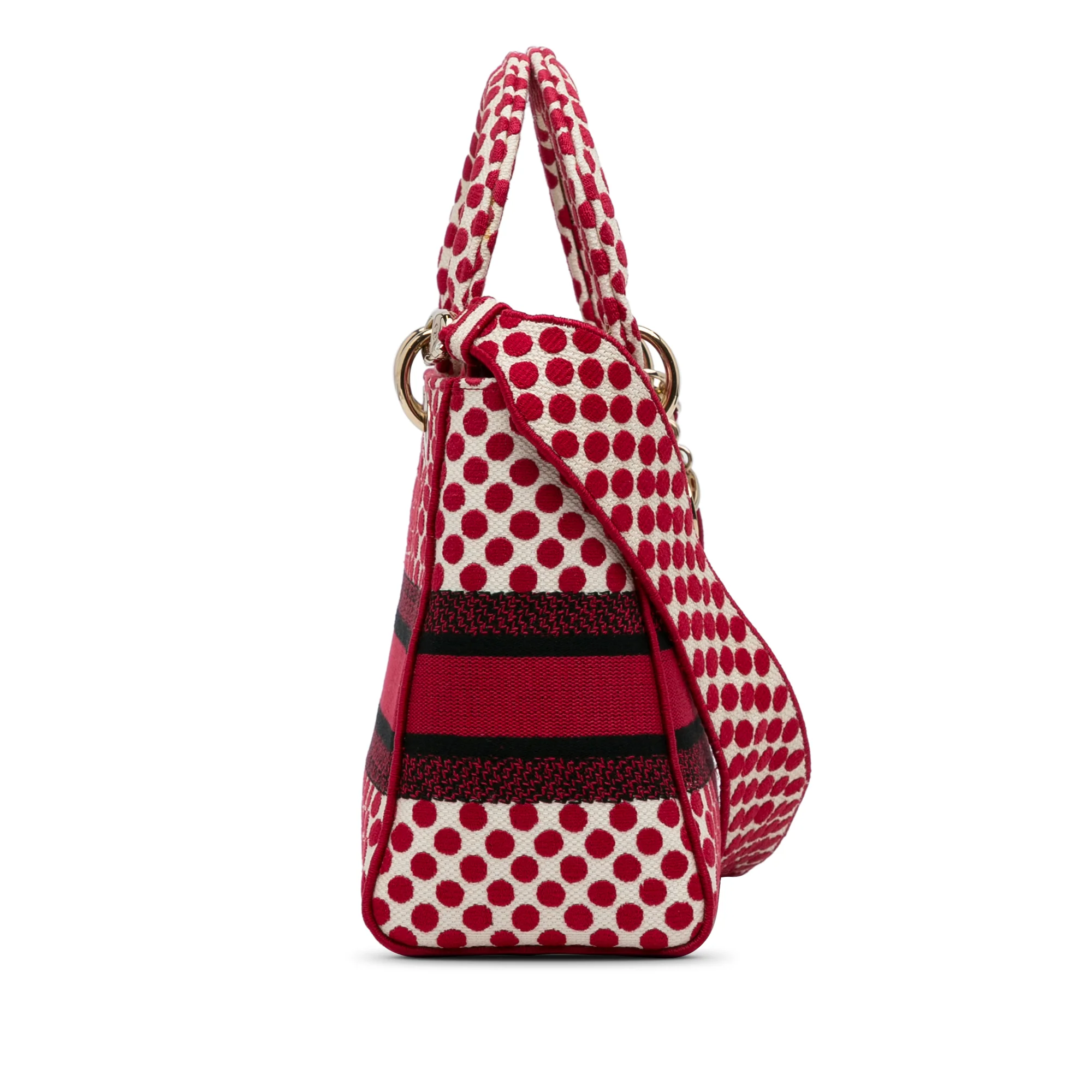 Dior | Pre-Owned DiorAmour Medium Embroidered Canvas Dots Lady D Lite | Red - Image 10