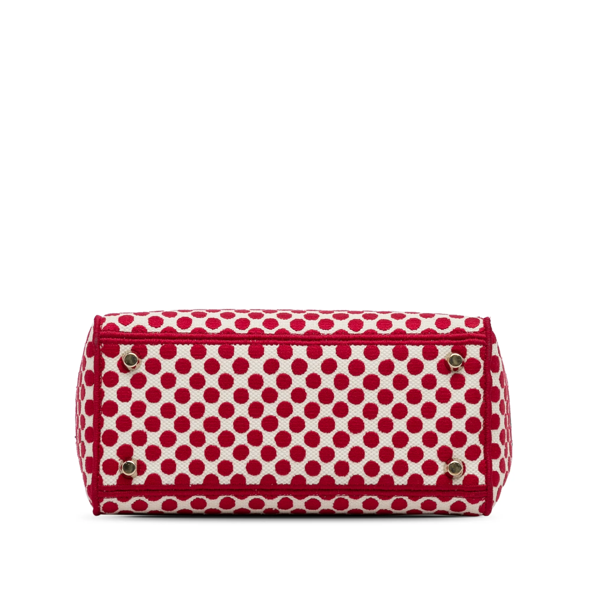 Dior | Pre-Owned DiorAmour Medium Embroidered Canvas Dots Lady D Lite | Red - Image 11
