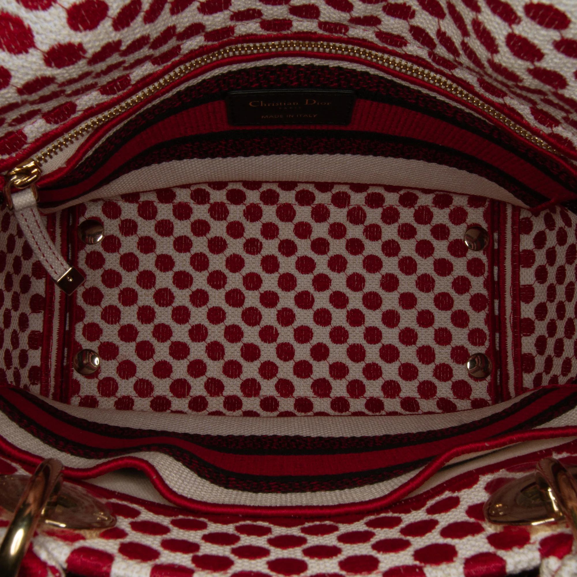 Dior | Pre-Owned DiorAmour Medium Embroidered Canvas Dots Lady D Lite | Red - Image 12