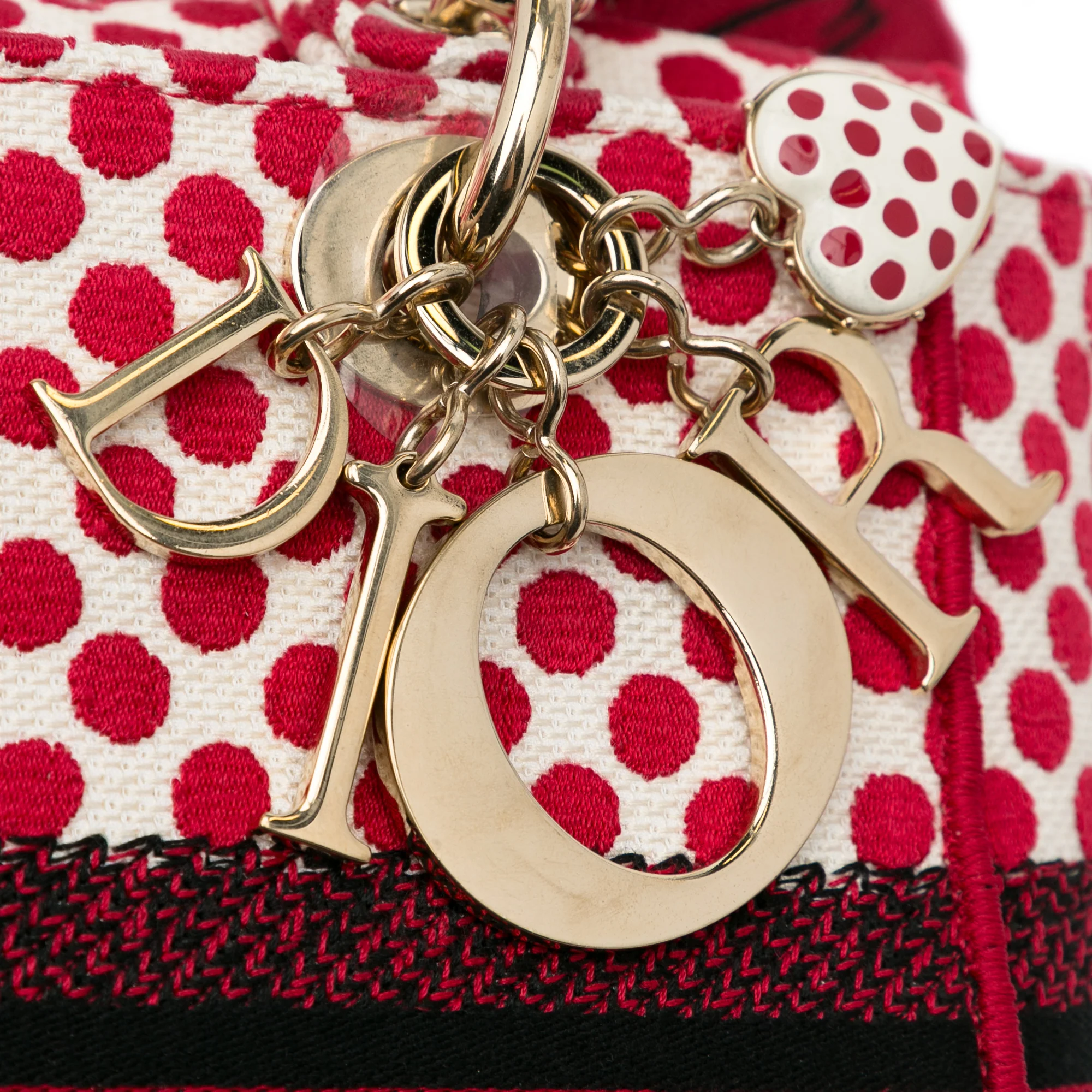 Dior | Pre-Owned DiorAmour Medium Embroidered Canvas Dots Lady D Lite | Red - Image 15