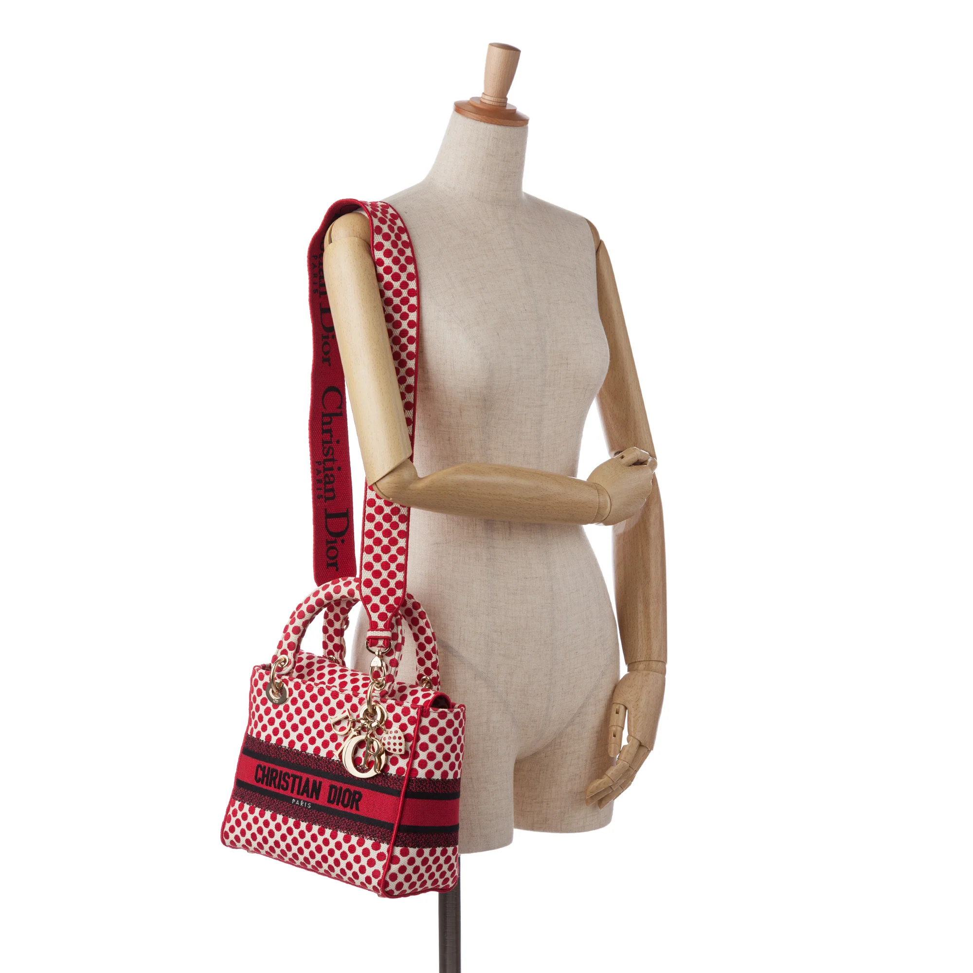 Dior | Pre-Owned DiorAmour Medium Embroidered Canvas Dots Lady D Lite | Red - Image 6