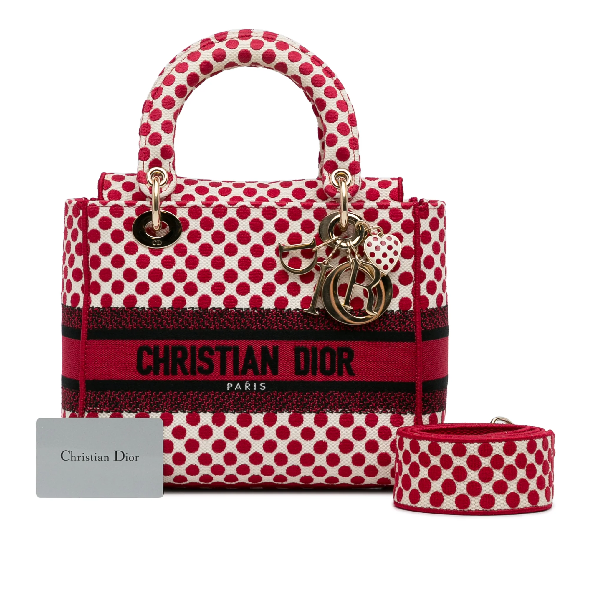 Dior | Pre-Owned DiorAmour Medium Embroidered Canvas Dots Lady D Lite | Red - Image 7