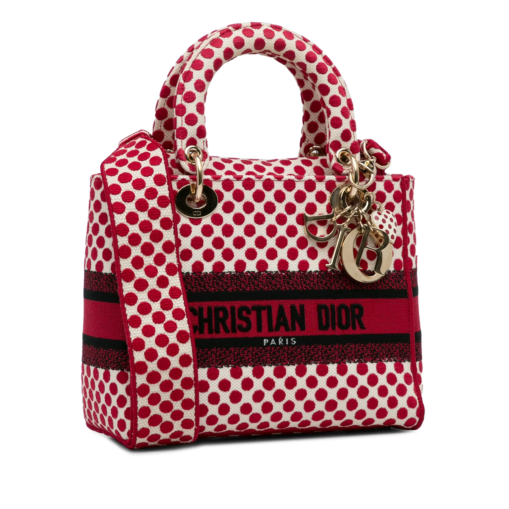 Dior | Pre-Owned DiorAmour Medium Embroidered Canvas Dots Lady D Lite | Red - Image 8