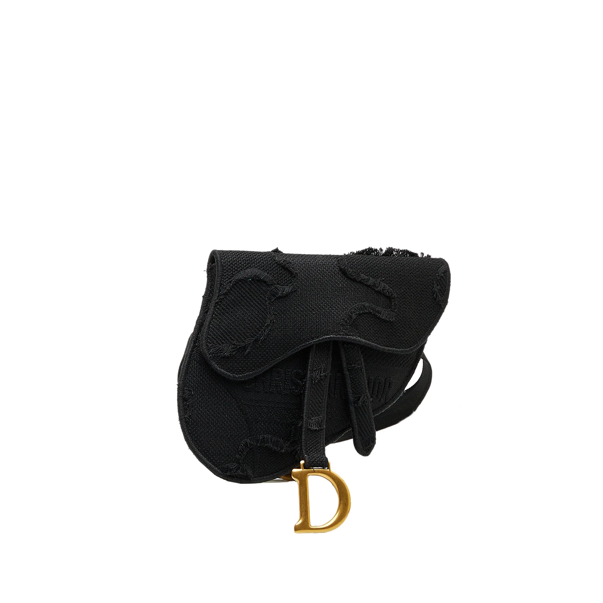 Dior | Pre-Owned Embroidered Canvas Camouflage Saddle Belt Bag | Black - Image 2