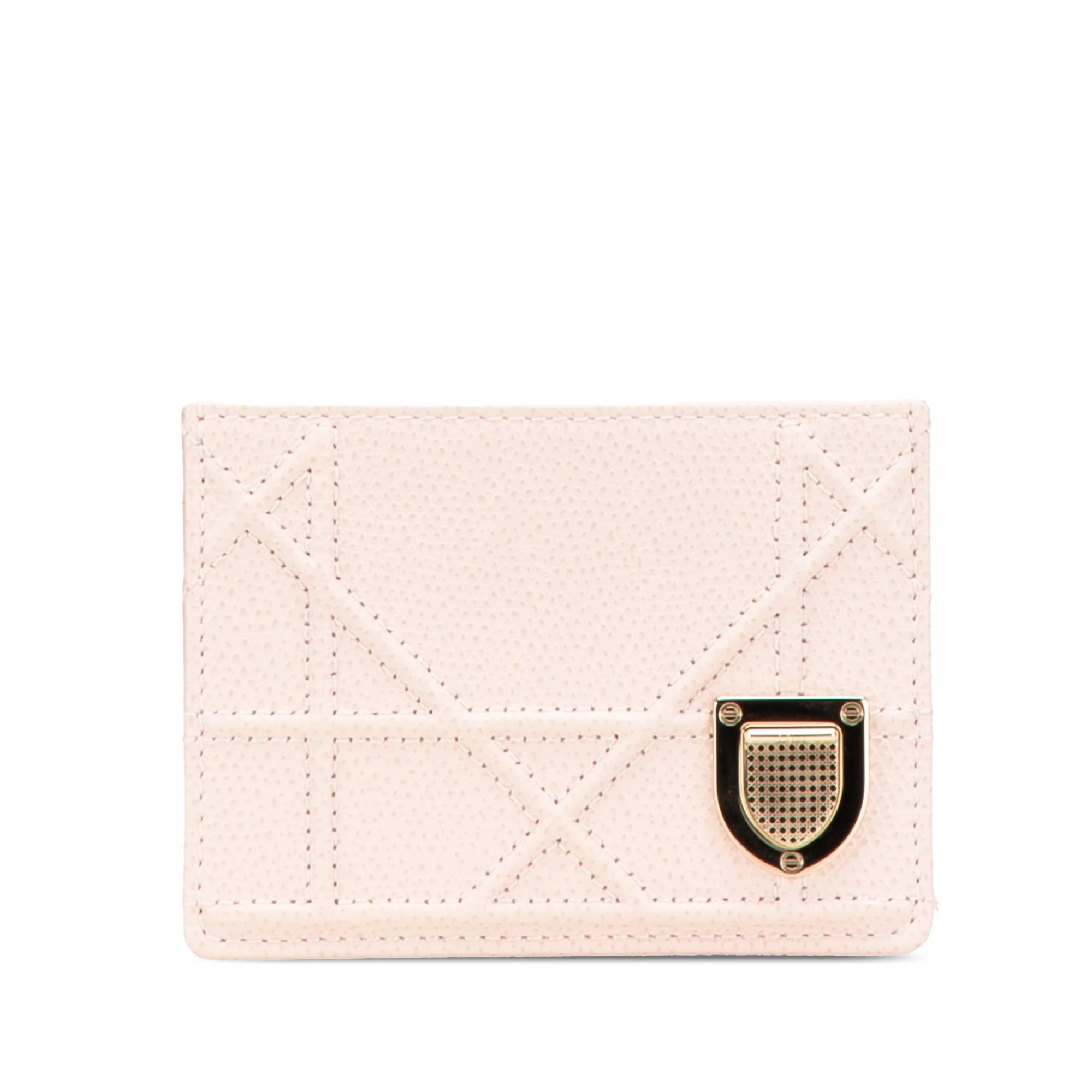 Dior | Pre-Owned Grained Calfskin Diorama Card Holder | Pink/Light Pink