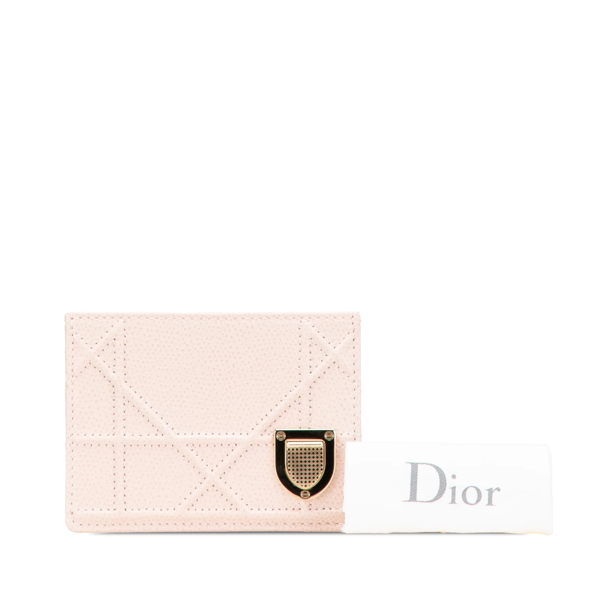 Dior | Pre-Owned Grained Calfskin Diorama Card Holder | Pink/Light Pink - Image 4