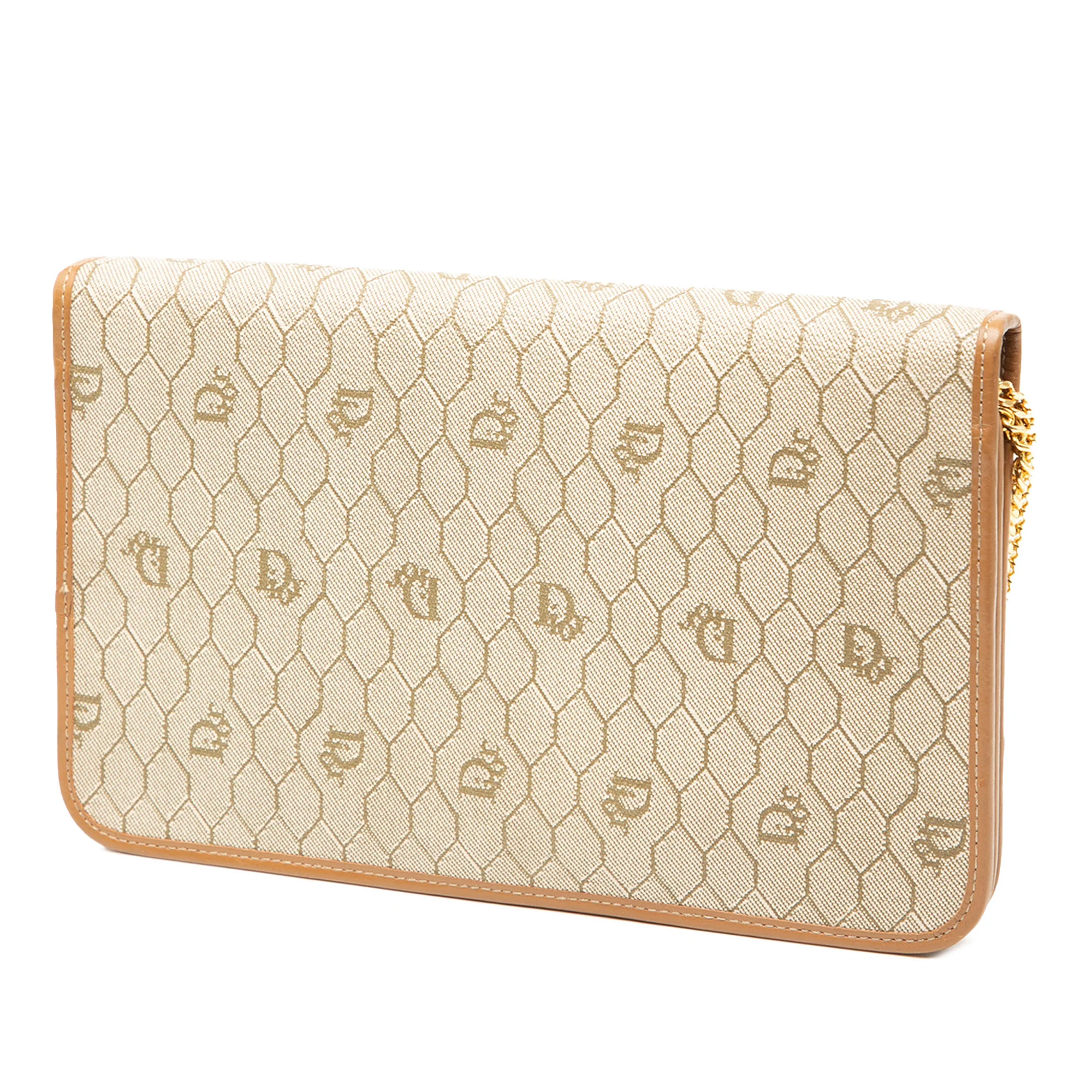 Dior | Pre-Owned Honeycomb Coated Canvas Chain Shoulder Bag - I | Beige - Image 2