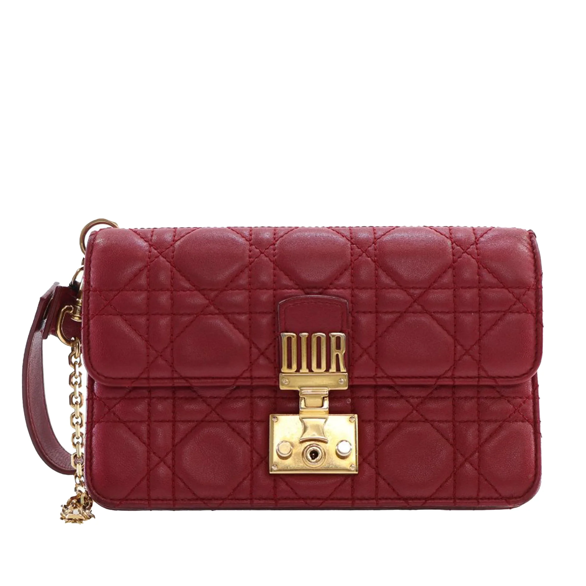 Dior | Pre-Owned Lambskin Cannage DiorAddict Wristlet Clutch | Red