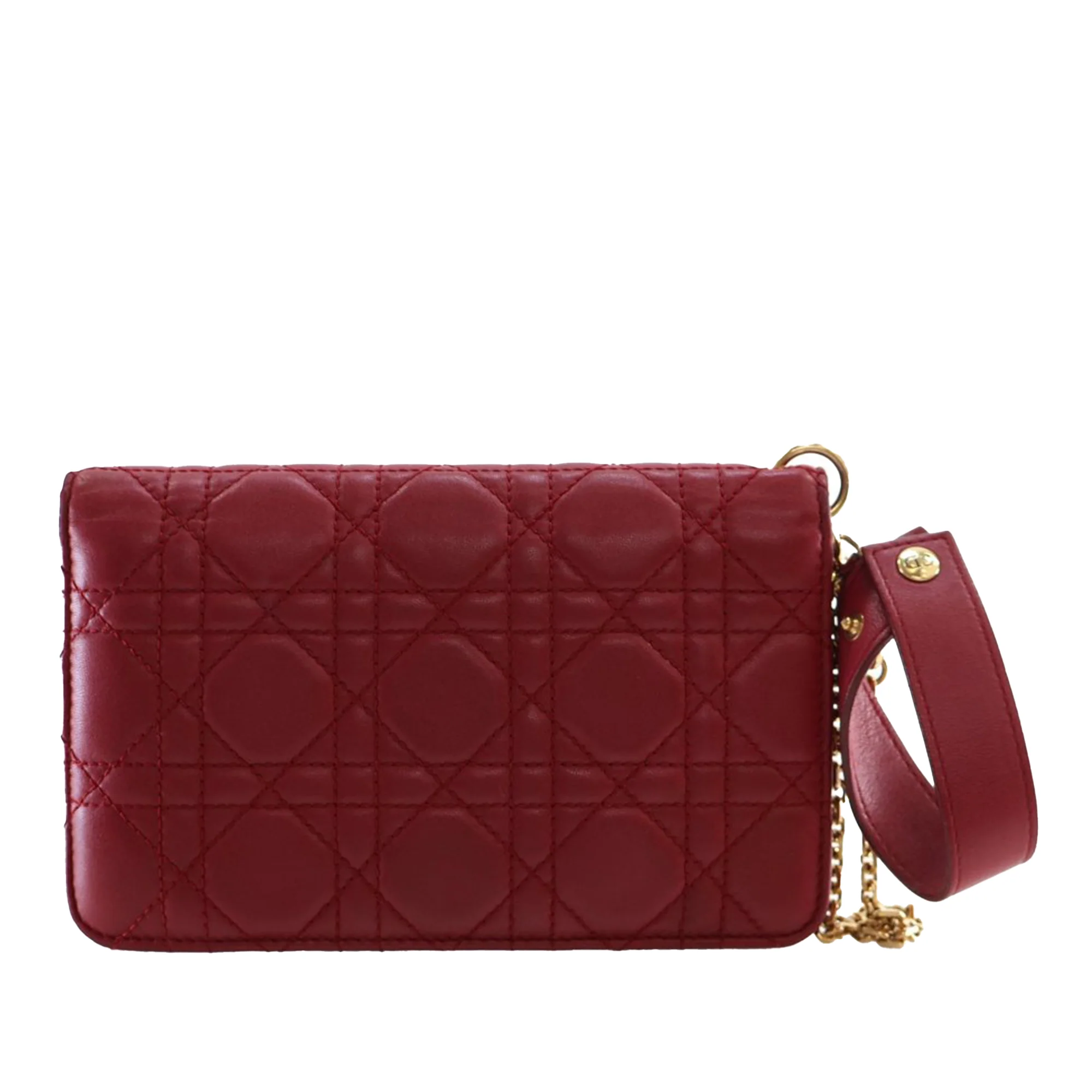Dior | Pre-Owned Lambskin Cannage DiorAddict Wristlet Clutch | Red - Image 10