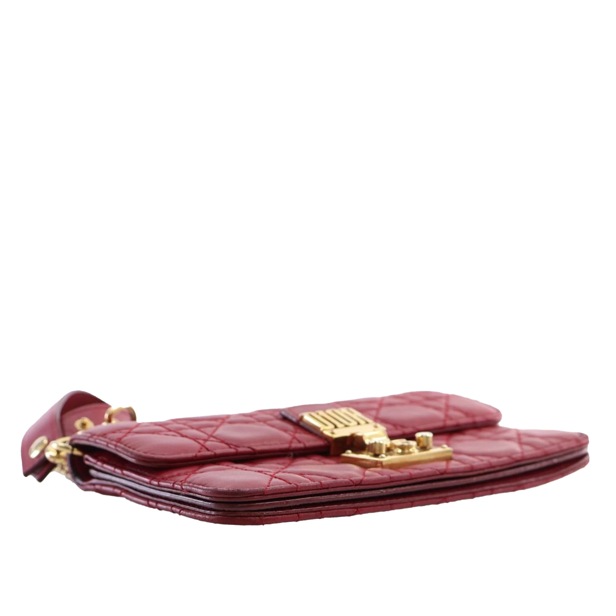 Dior | Pre-Owned Lambskin Cannage DiorAddict Wristlet Clutch | Red - Image 11