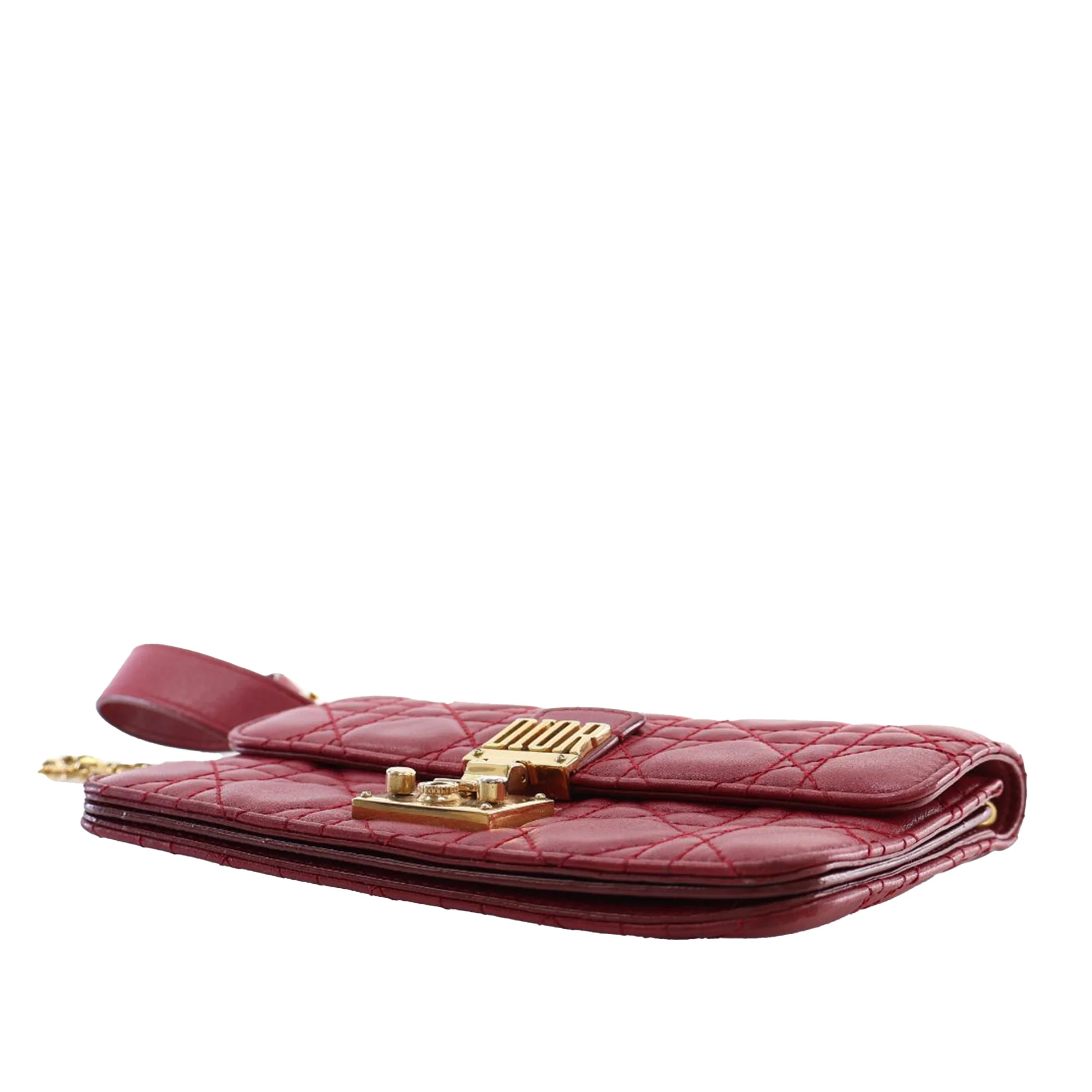 Dior | Pre-Owned Lambskin Cannage DiorAddict Wristlet Clutch | Red - Image 12