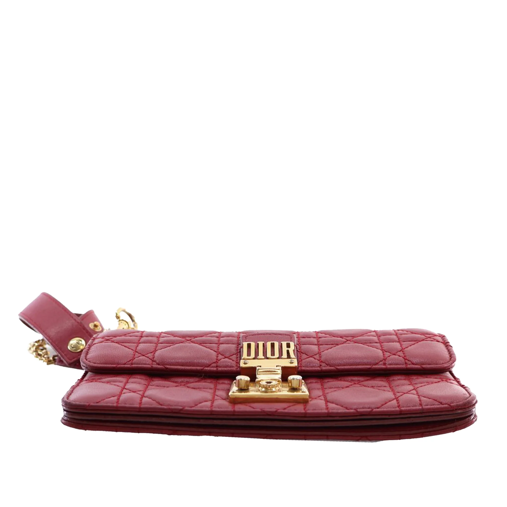Dior | Pre-Owned Lambskin Cannage DiorAddict Wristlet Clutch | Red - Image 13