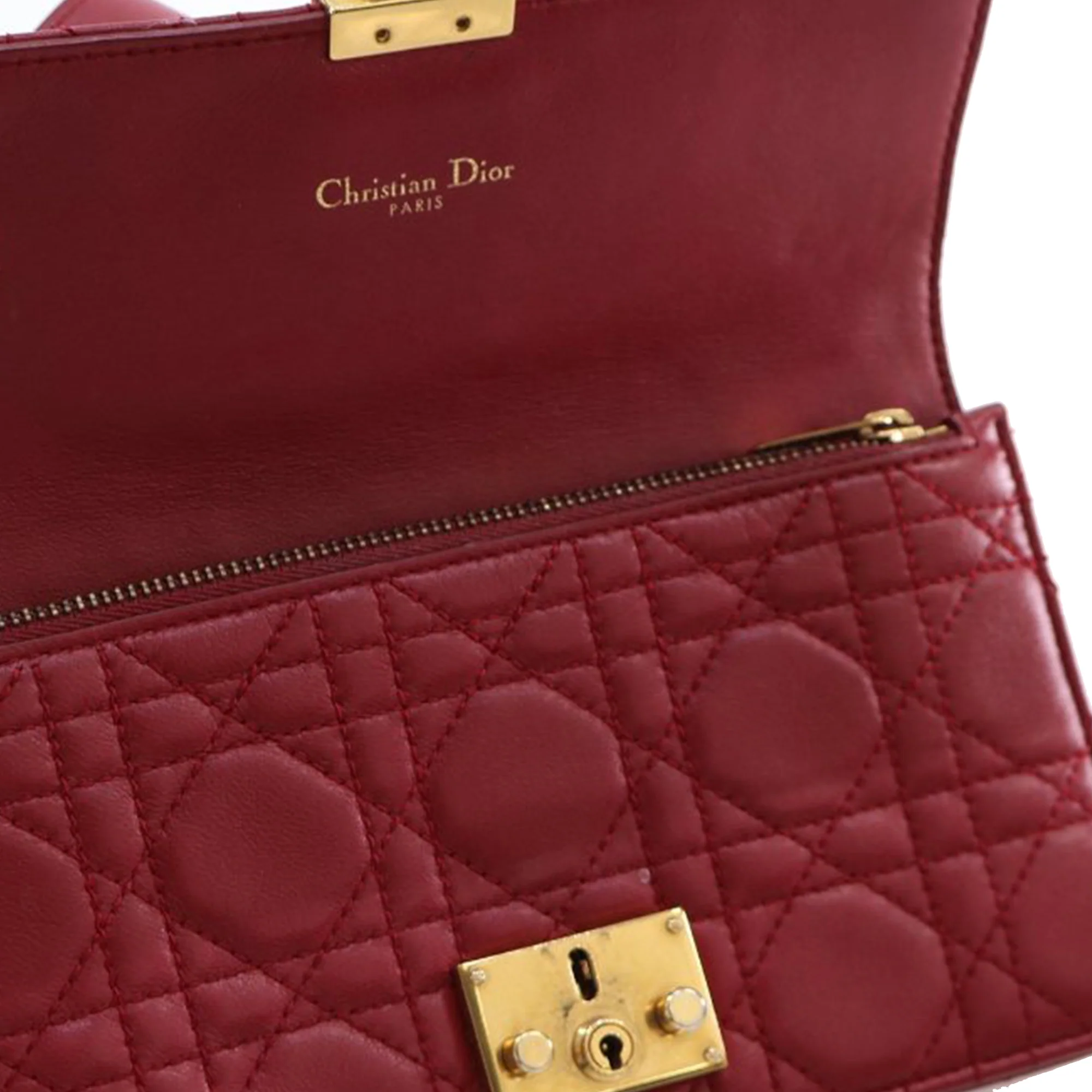 Dior | Pre-Owned Lambskin Cannage DiorAddict Wristlet Clutch | Red - Image 15