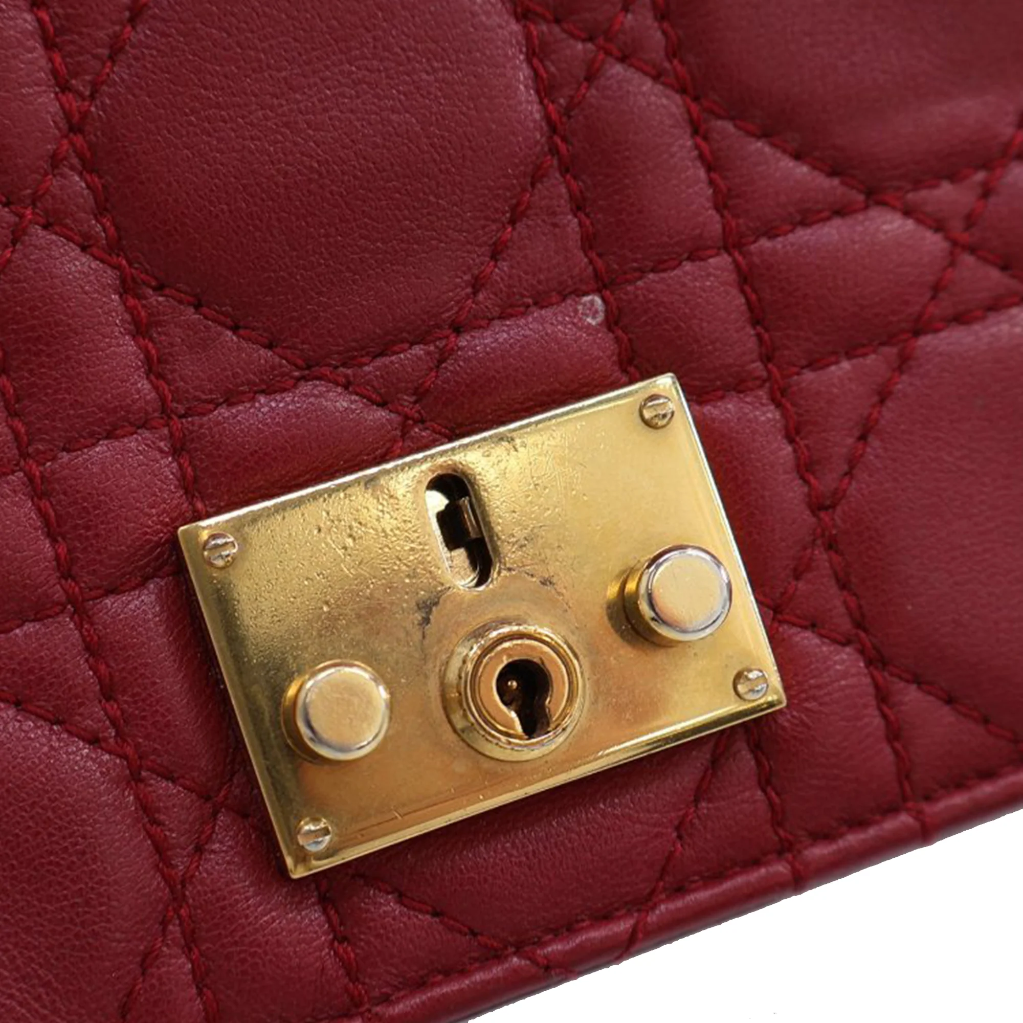 Dior | Pre-Owned Lambskin Cannage DiorAddict Wristlet Clutch | Red - Image 2