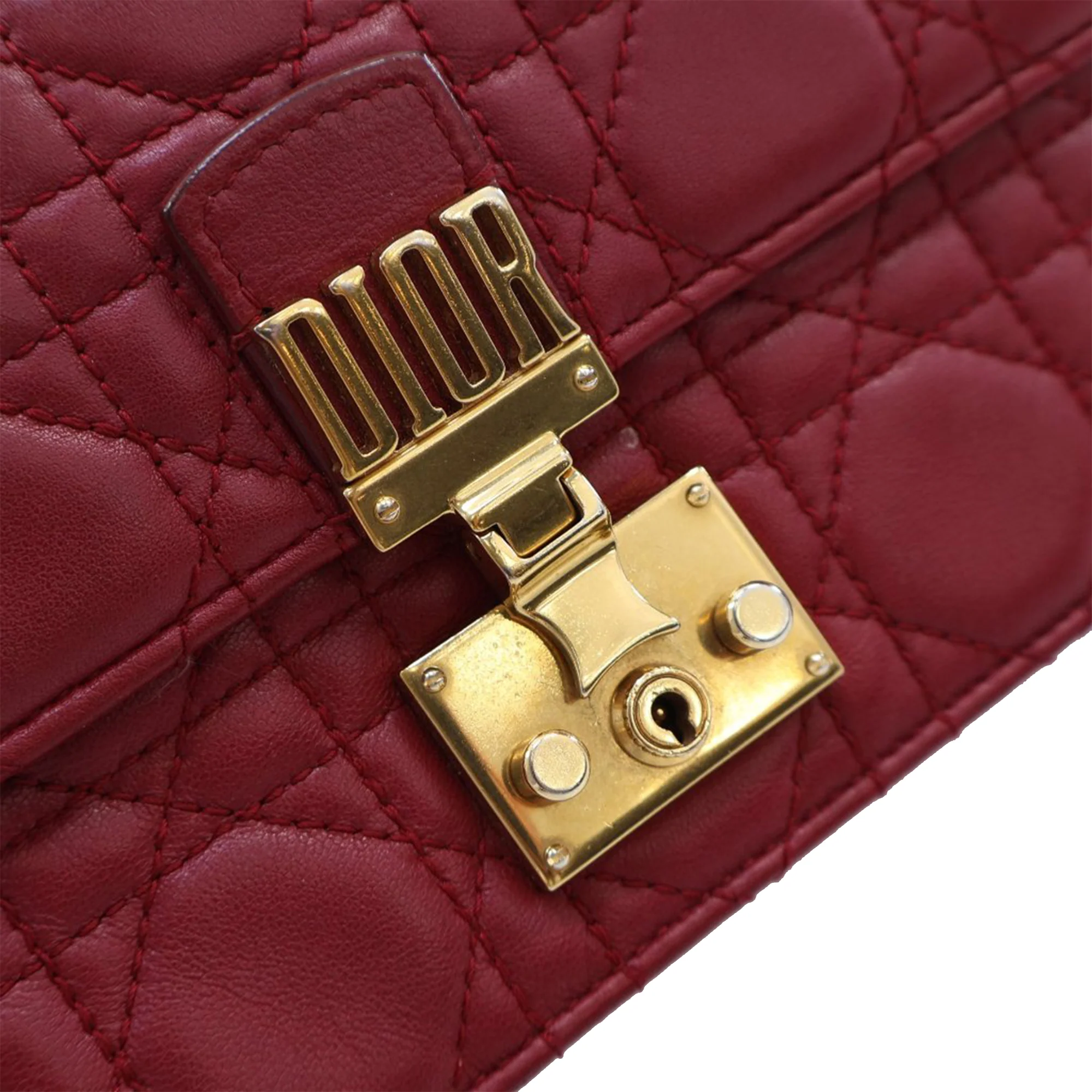 Dior | Pre-Owned Lambskin Cannage DiorAddict Wristlet Clutch | Red - Image 3