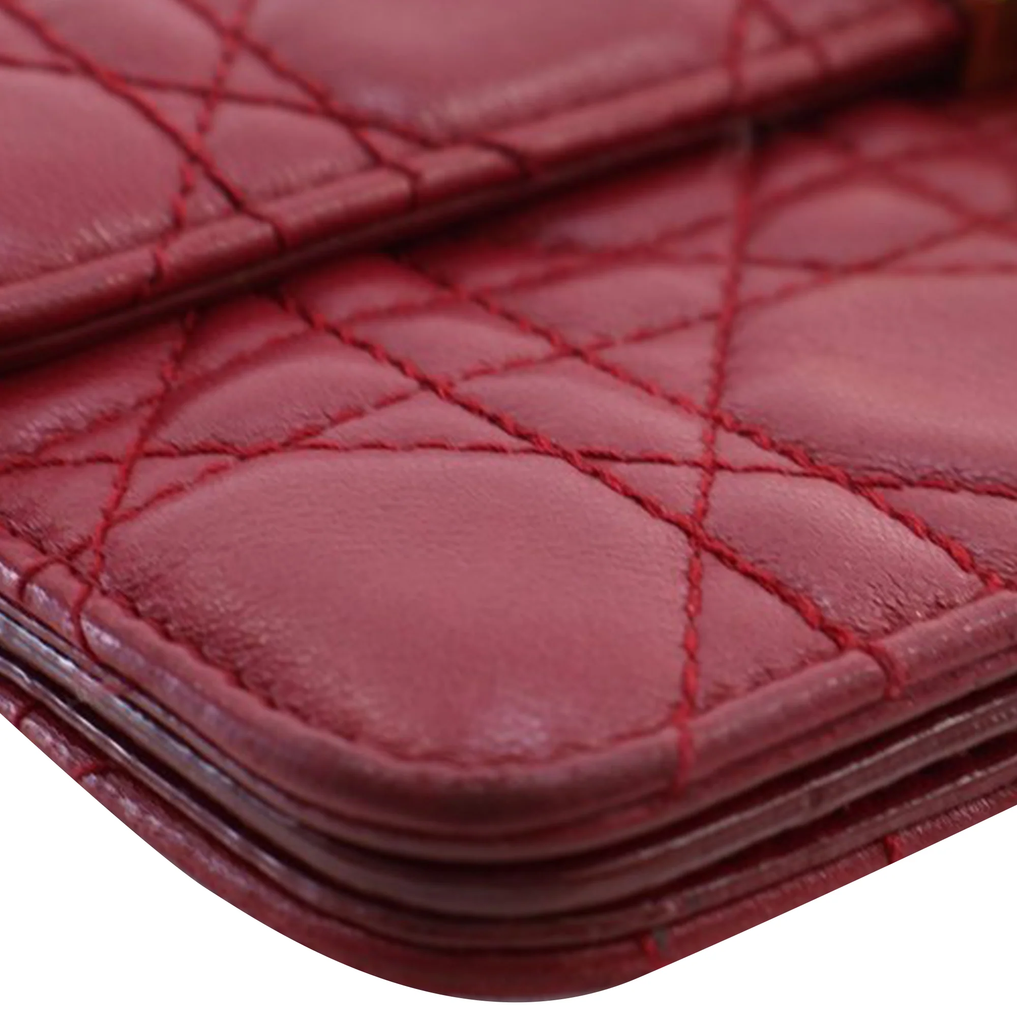 Dior | Pre-Owned Lambskin Cannage DiorAddict Wristlet Clutch | Red - Image 4
