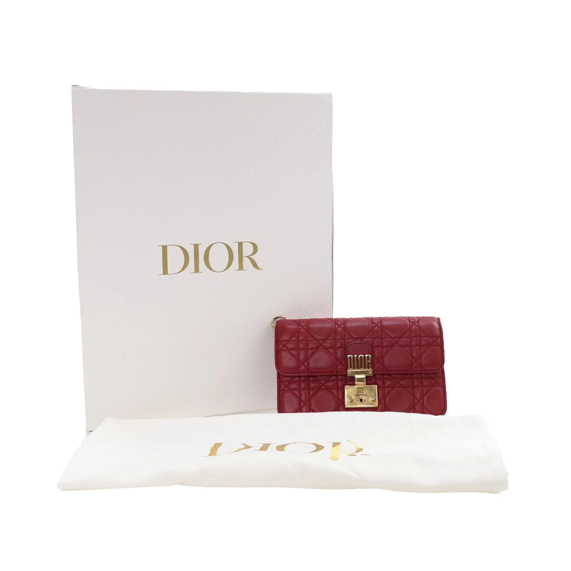 Dior | Pre-Owned Lambskin Cannage DiorAddict Wristlet Clutch | Red - Image 7
