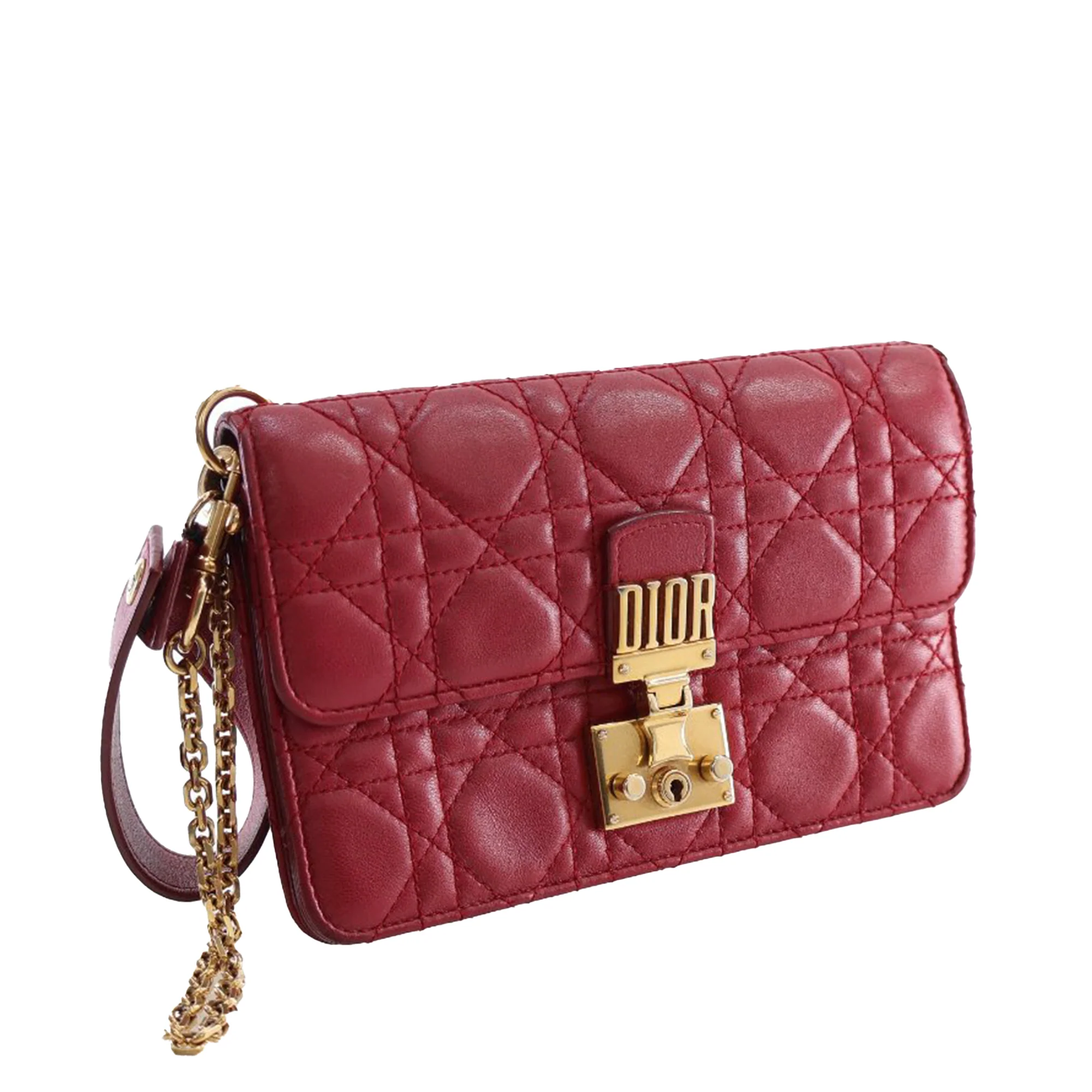 Dior | Pre-Owned Lambskin Cannage DiorAddict Wristlet Clutch | Red - Image 8