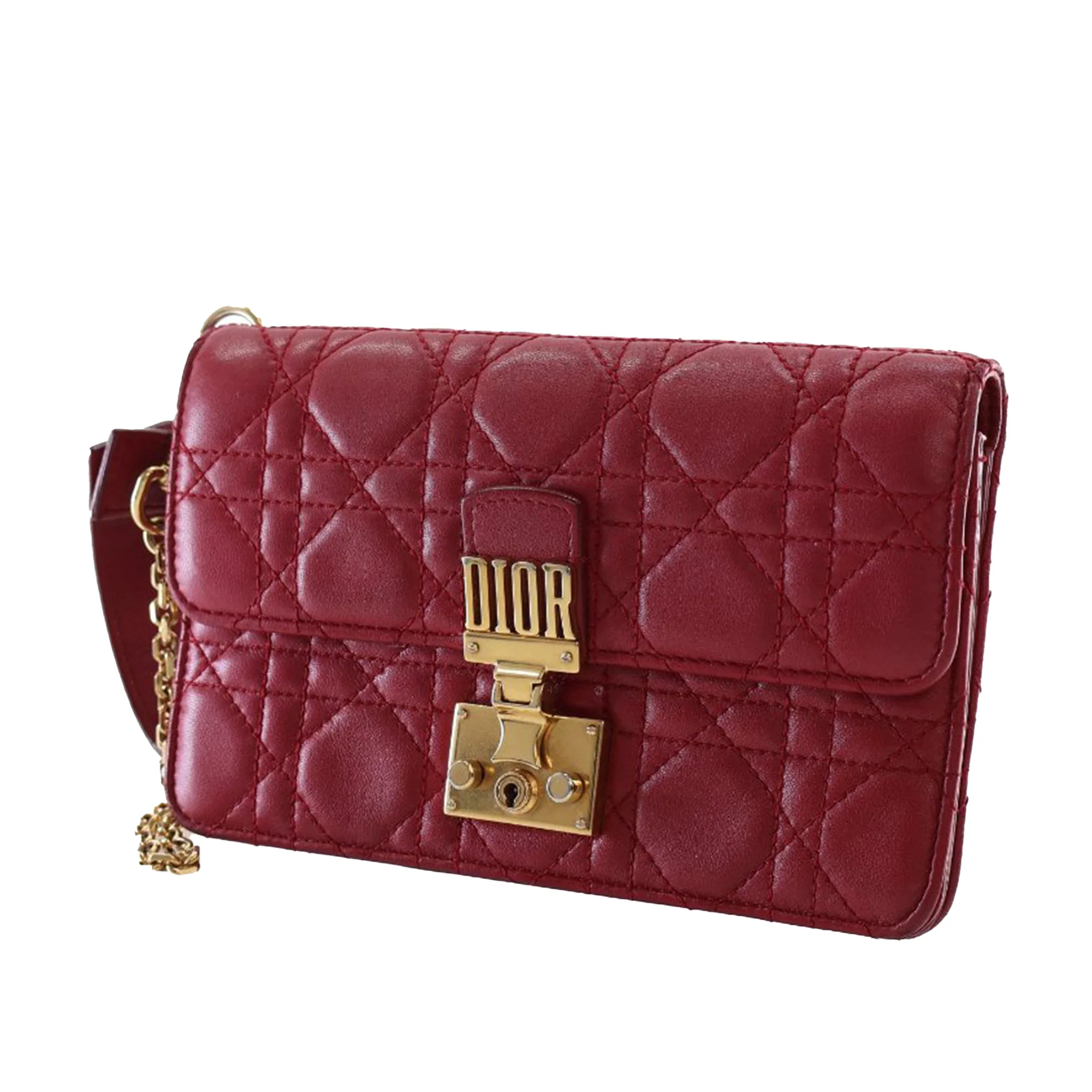 Dior | Pre-Owned Lambskin Cannage DiorAddict Wristlet Clutch | Red - Image 9