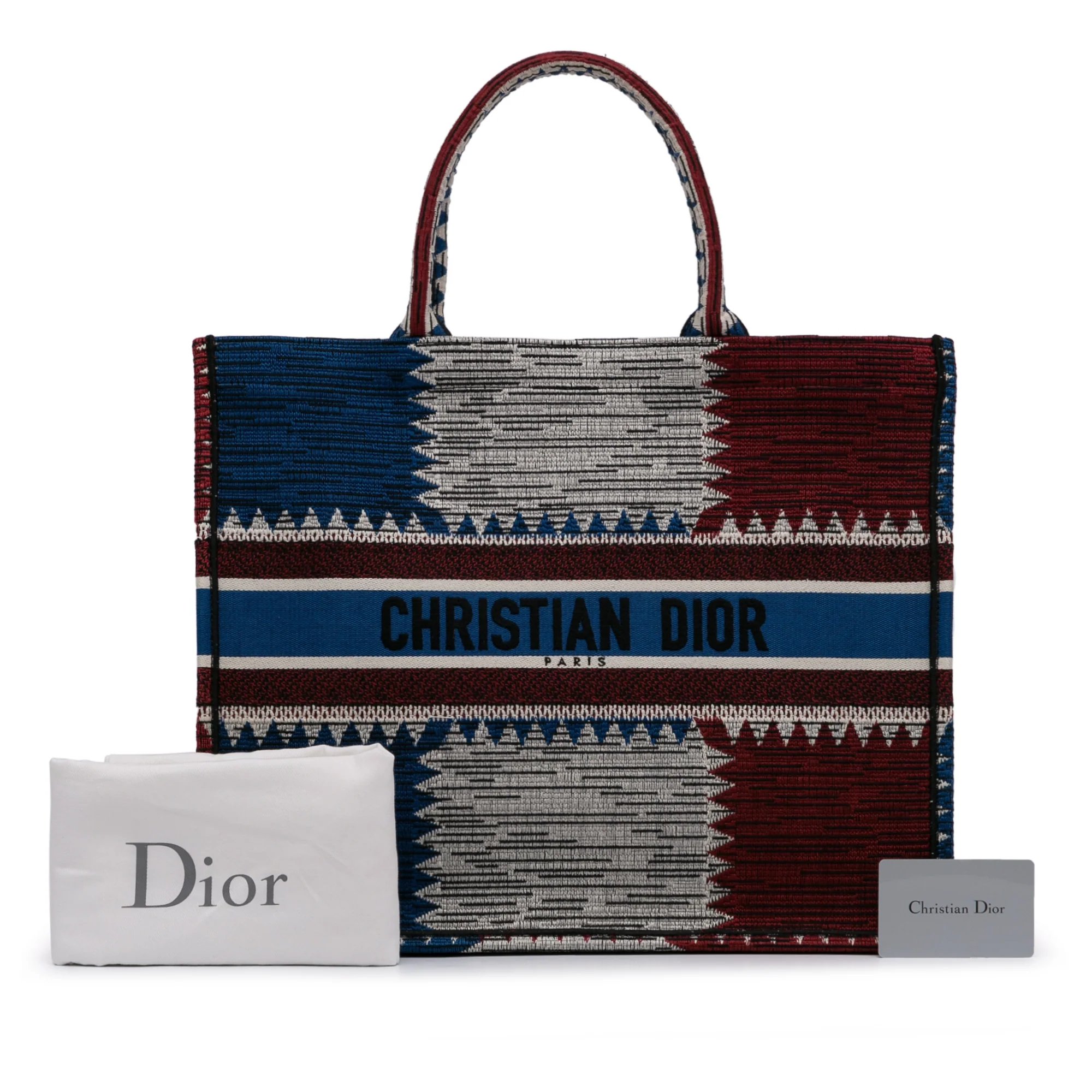 Dior | Pre-Owned Large French Flag Book Tote | Blue - Image 2