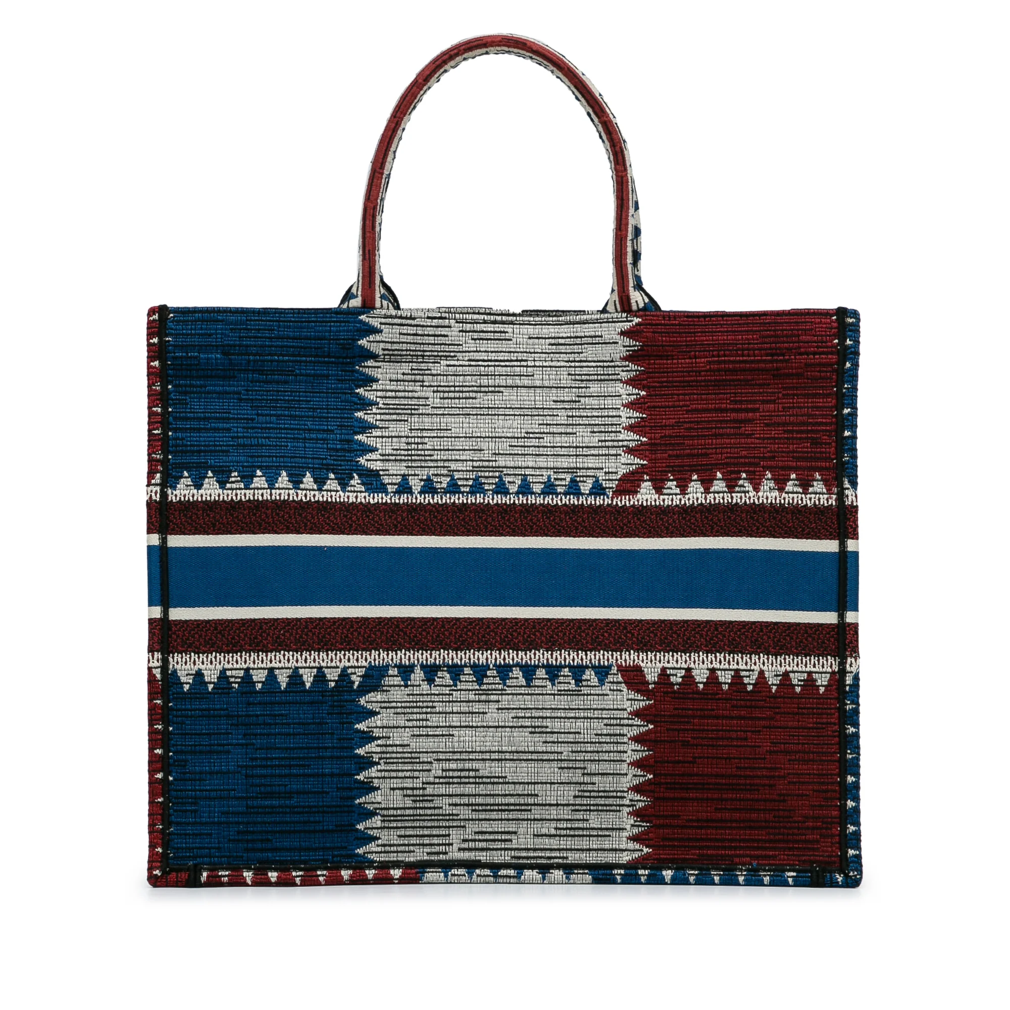 Dior | Pre-Owned Large French Flag Book Tote | Blue - Image 4