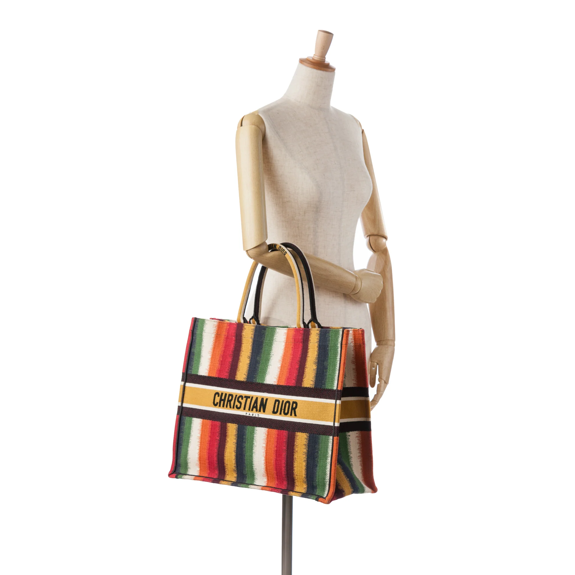 Dior | Pre-Owned Large Striped Book Tote | Yellow - Image 11
