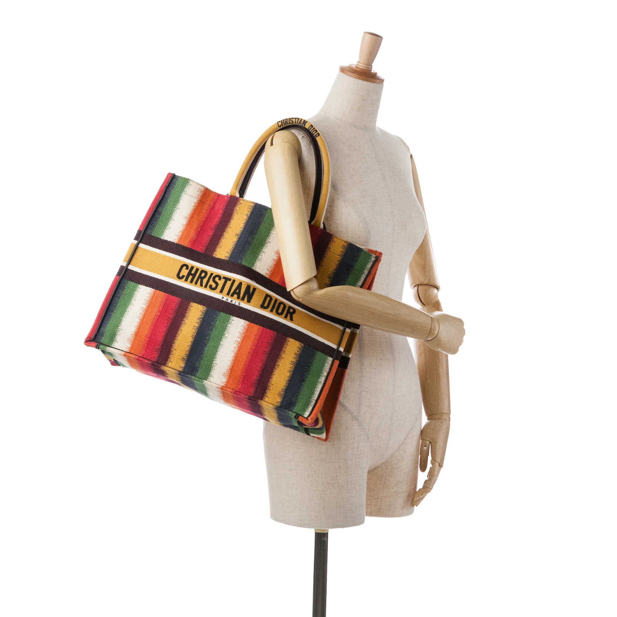 Dior | Pre-Owned Large Striped Book Tote | Yellow - Image 2