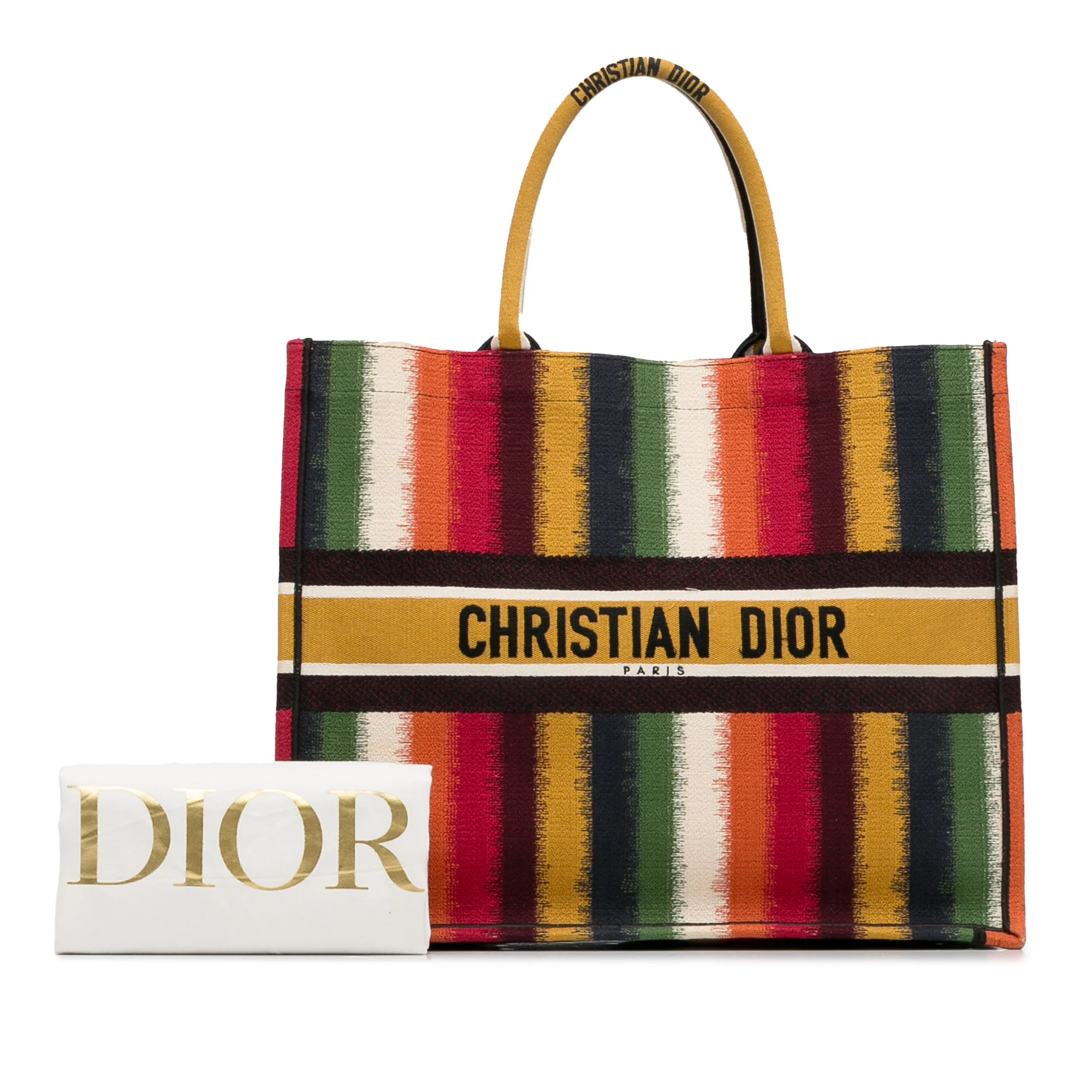 Dior | Pre-Owned Large Striped Book Tote | Yellow - Image 3