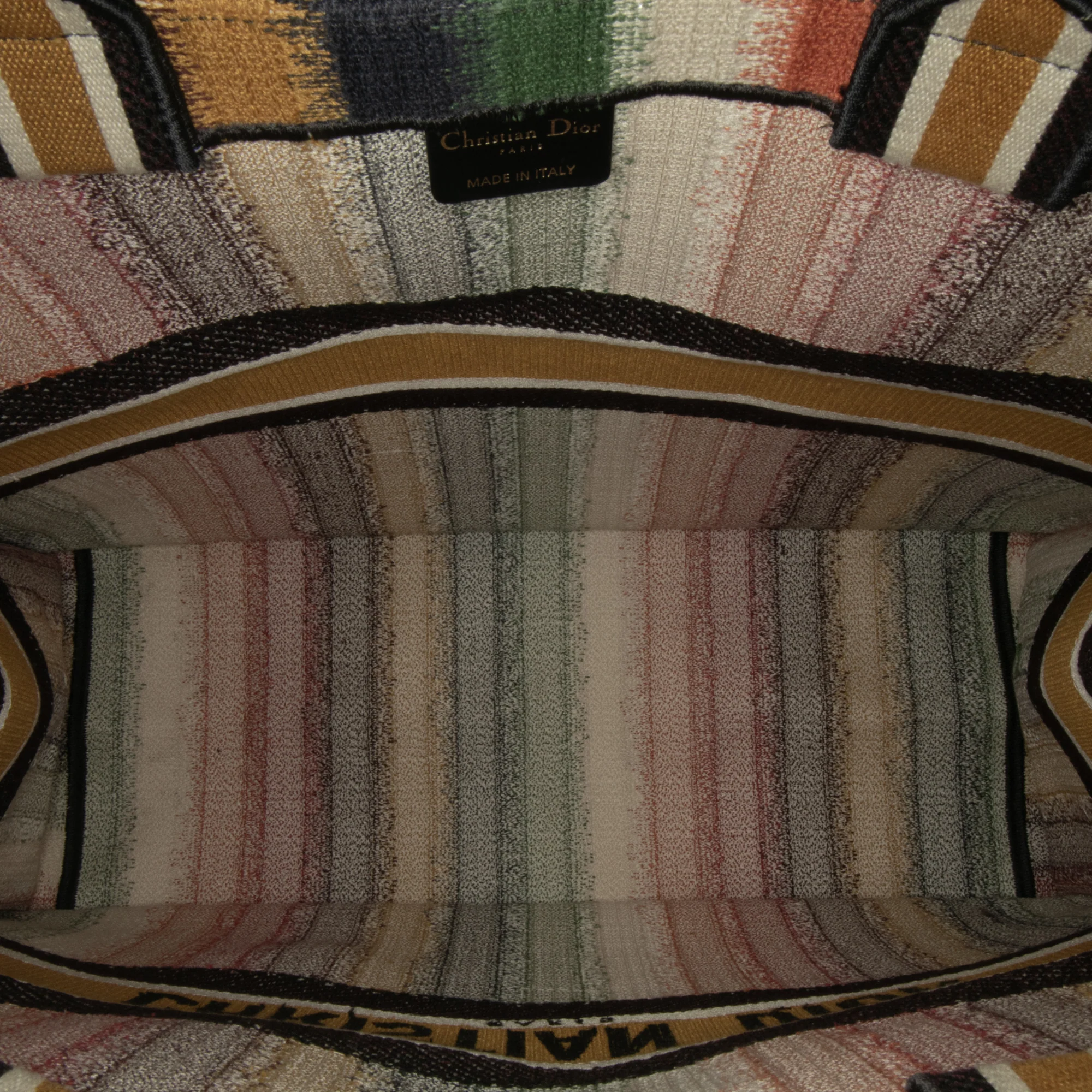 Dior | Pre-Owned Large Striped Book Tote | Yellow - Image 8