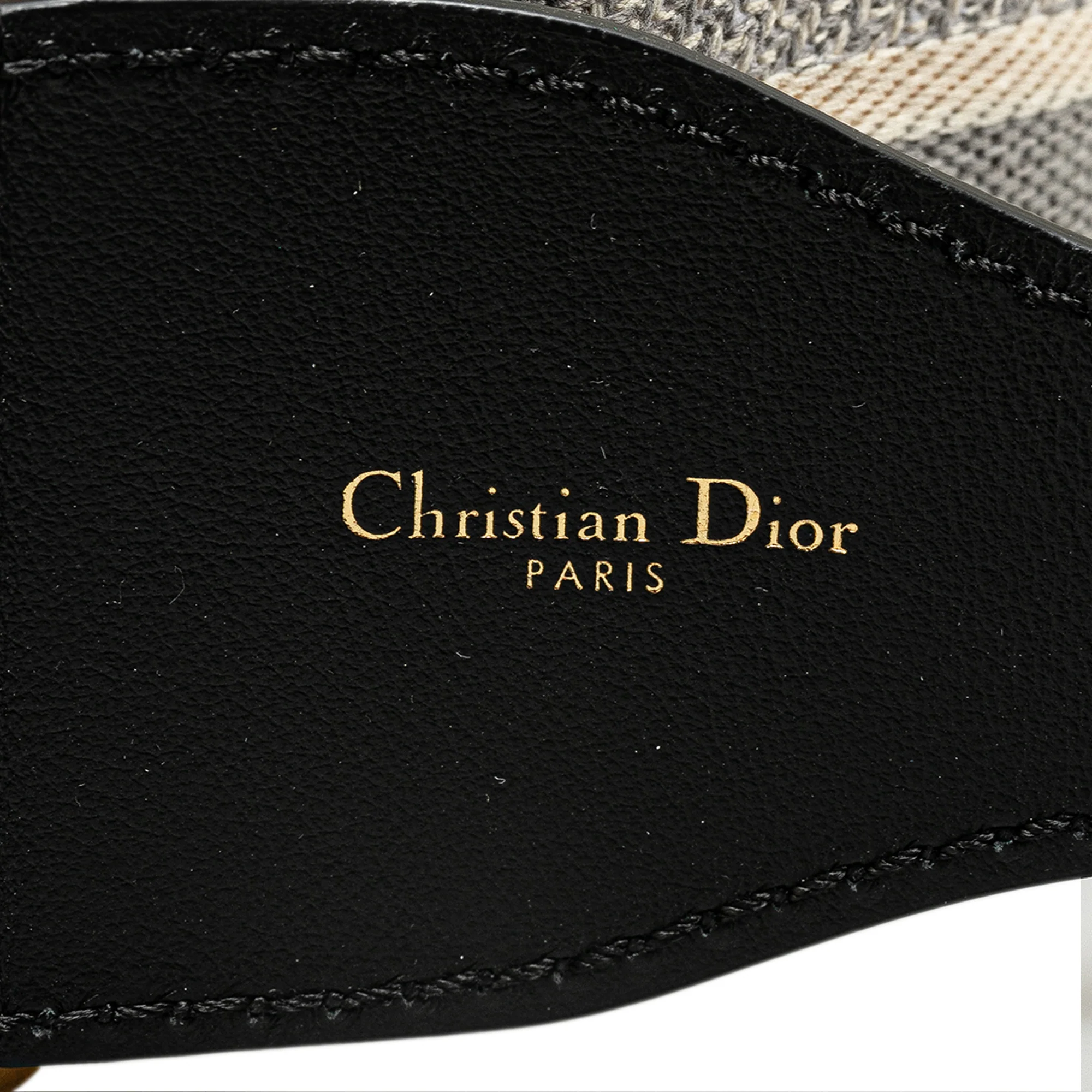 Dior | Pre-Owned Leather and Canvas Embroidered Logo Belt | Gray/Black - Image 4