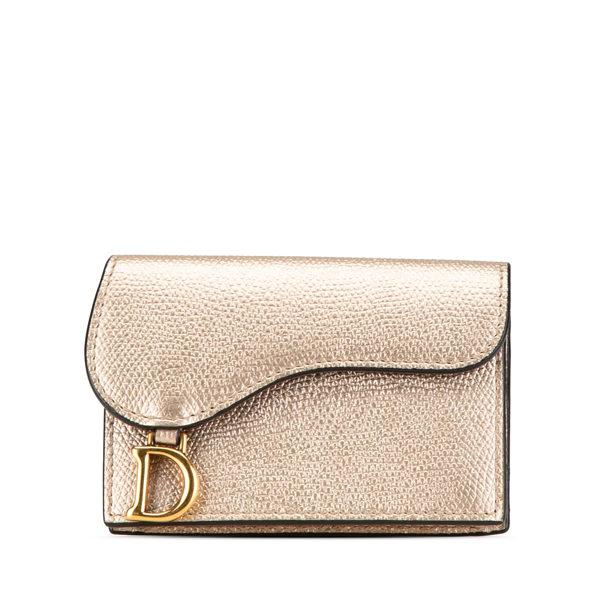 Dior | Pre-Owned Leather Saddle Card Holder | Gold