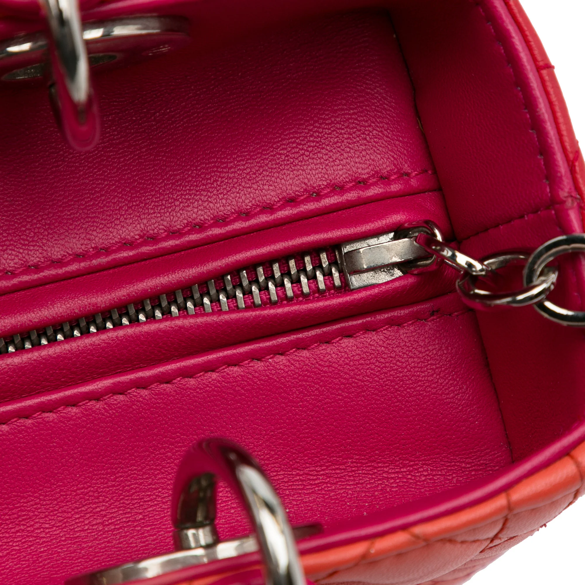 Dior | Pre-Owned Medium Bicolor Lambskin Cannage Lady Dior | Orange - Image 14