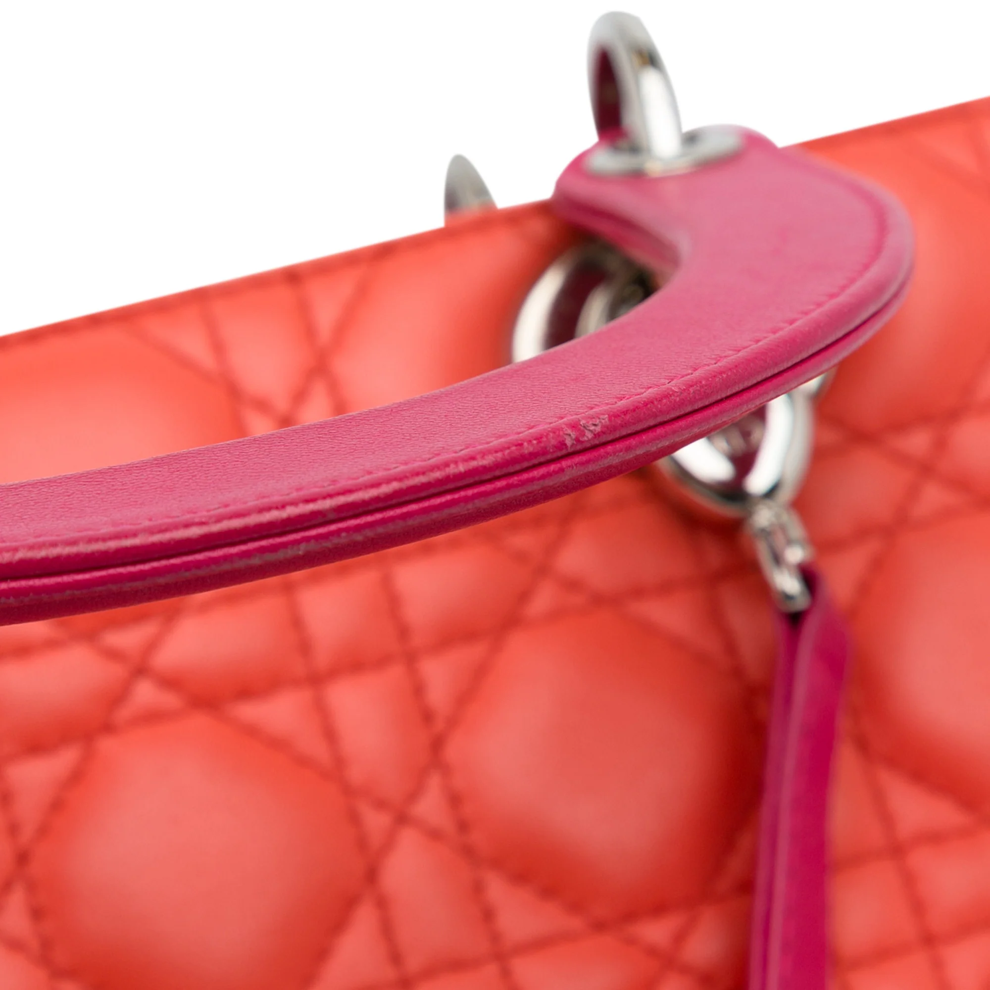 Dior | Pre-Owned Medium Bicolor Lambskin Cannage Lady Dior | Orange - Image 3