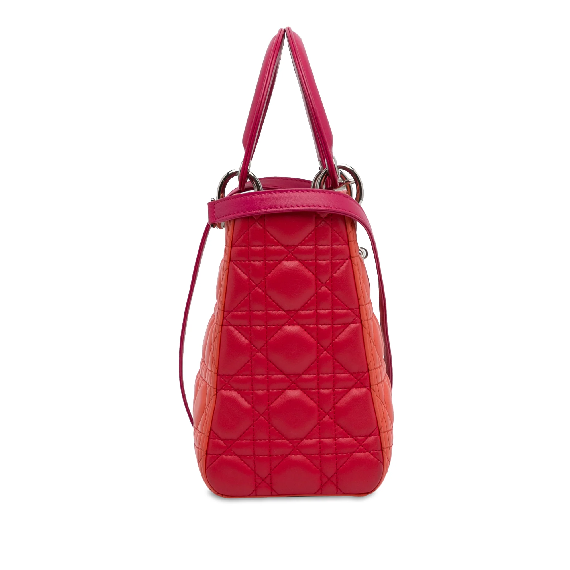 Dior | Pre-Owned Medium Bicolor Lambskin Cannage Lady Dior | Orange - Image 8
