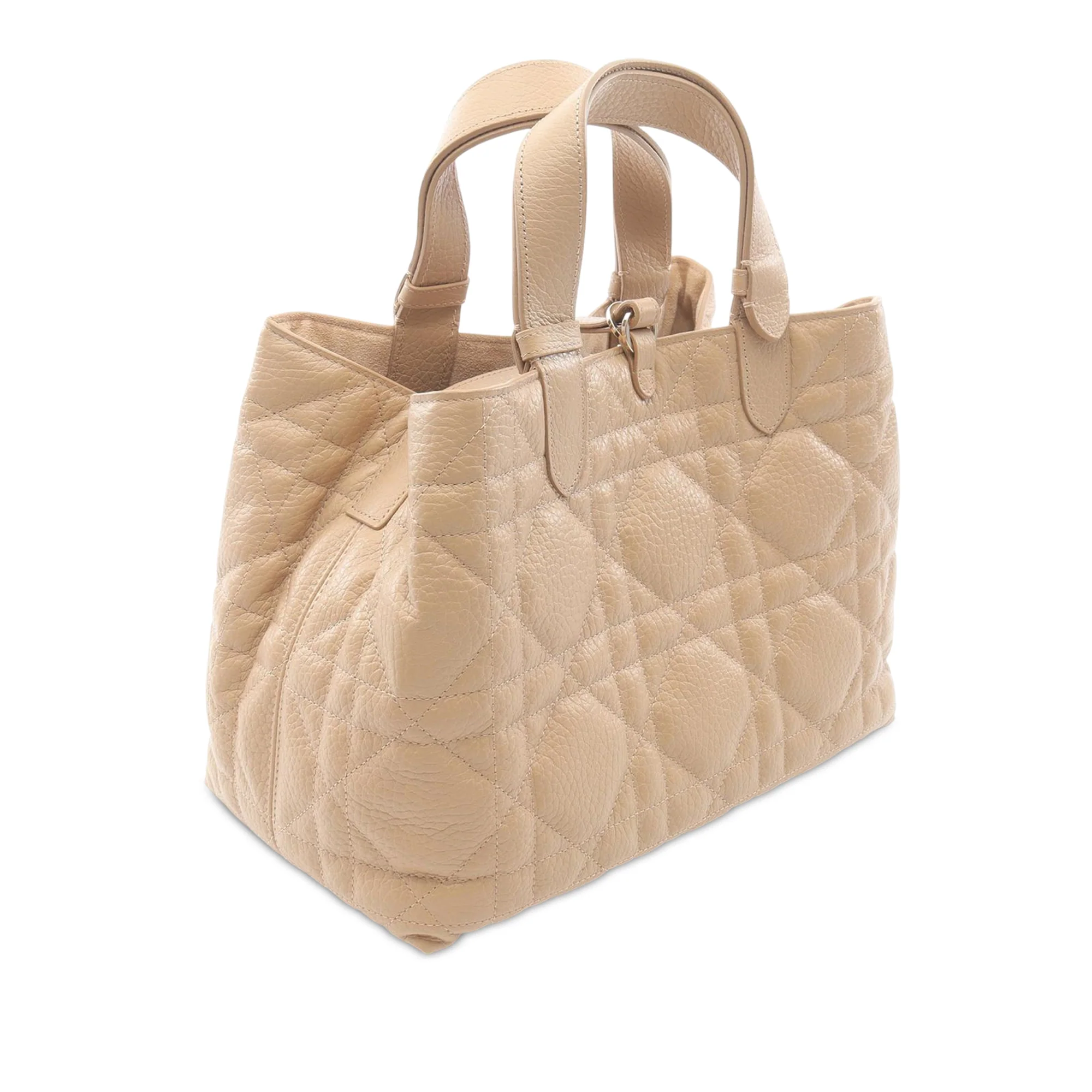 Dior | Pre-Owned Medium Calfskin Macrocannage Toujours Bag | Beige - Image 2