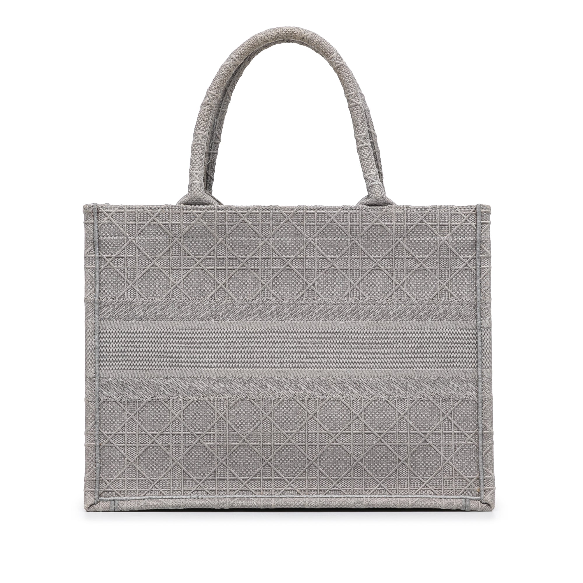 Dior | Pre-Owned Medium Cannage Embroidered Book Tote | Gray - Image 3