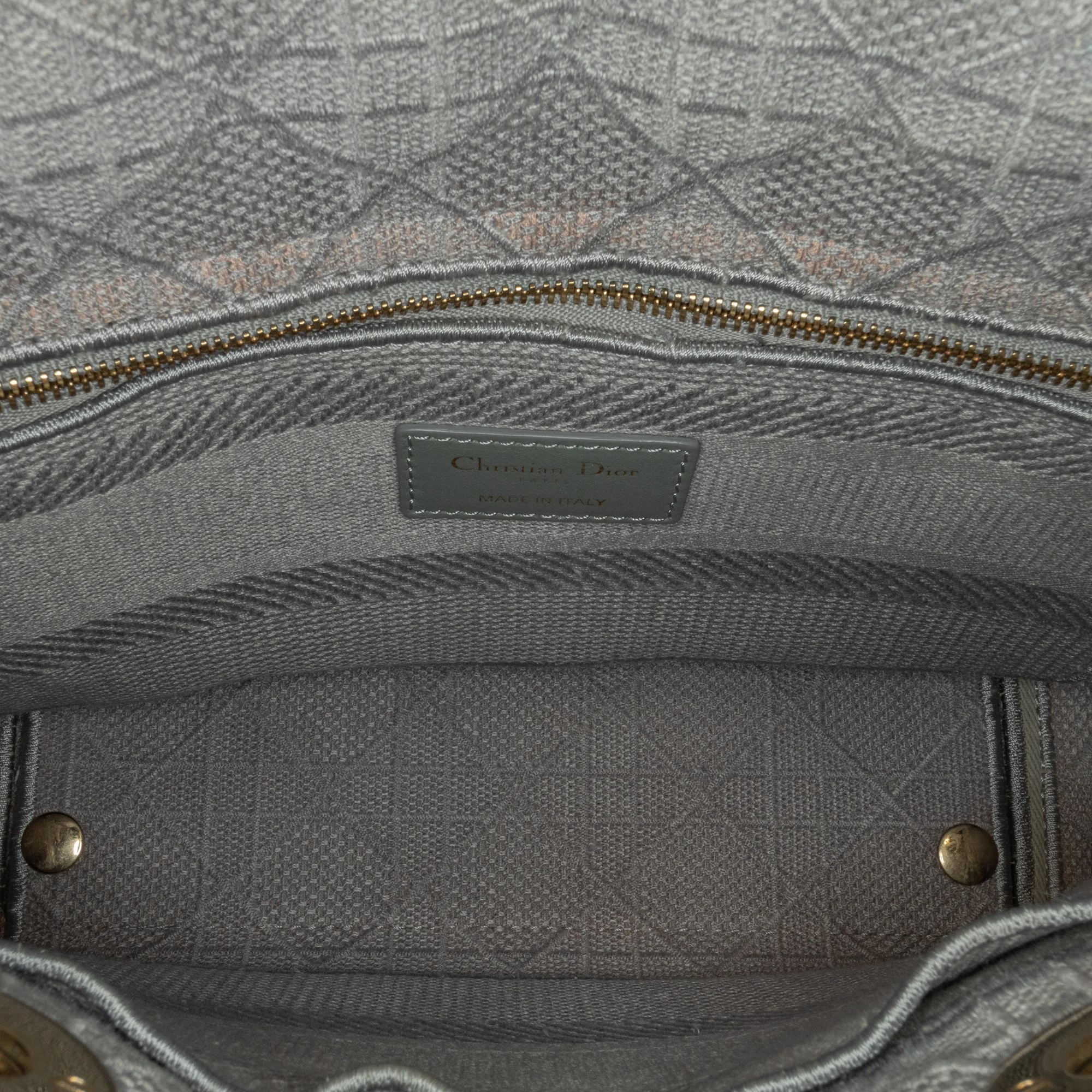 Dior | Pre-Owned Medium Canvas Cannage Lady D Lite - I | Gray/Light Gray - Image 9