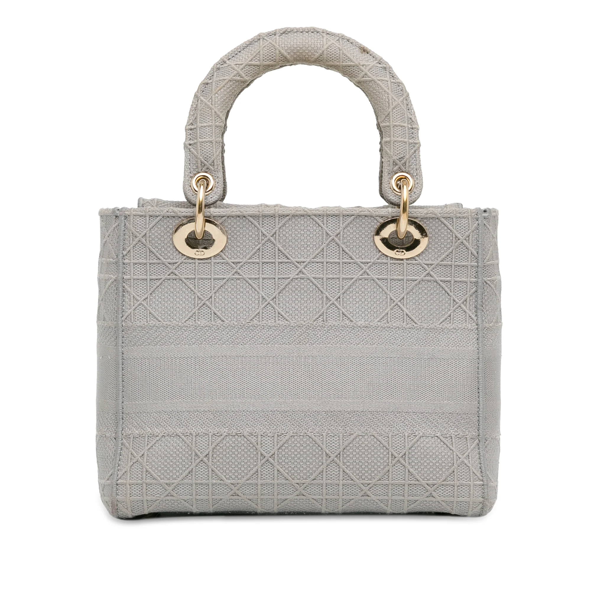 Dior | Pre-Owned Medium Canvas Cannage Lady D Lite - II | Gray/Light Gray - Image 5