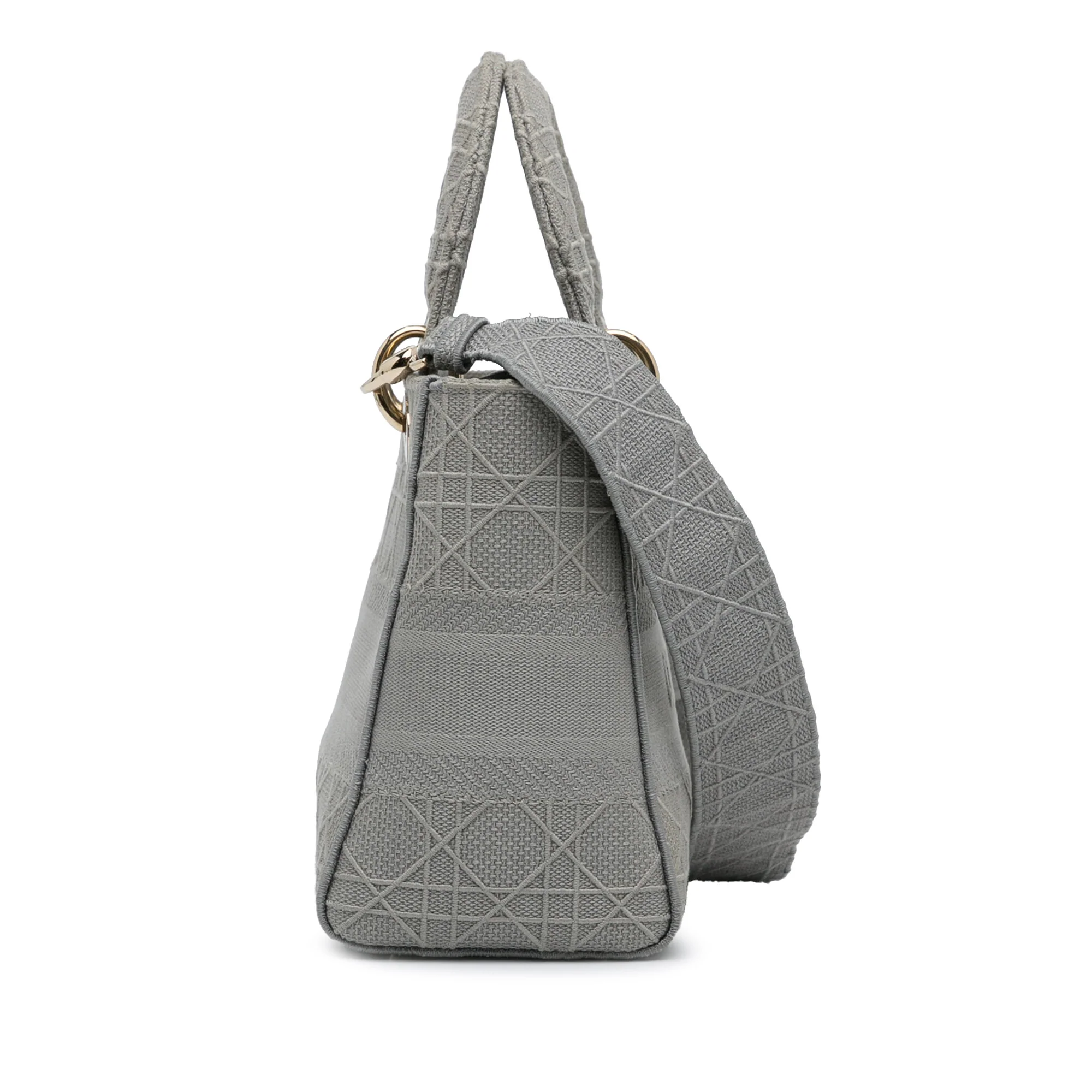 Dior | Pre-Owned Medium Canvas Cannage Lady D Lite - III | Gray/Light Gray - Image 17