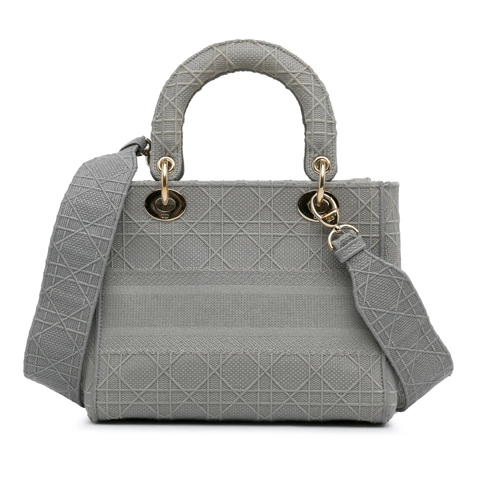 Dior | Pre-Owned Medium Canvas Cannage Lady D Lite - III | Gray/Light Gray - Image 18