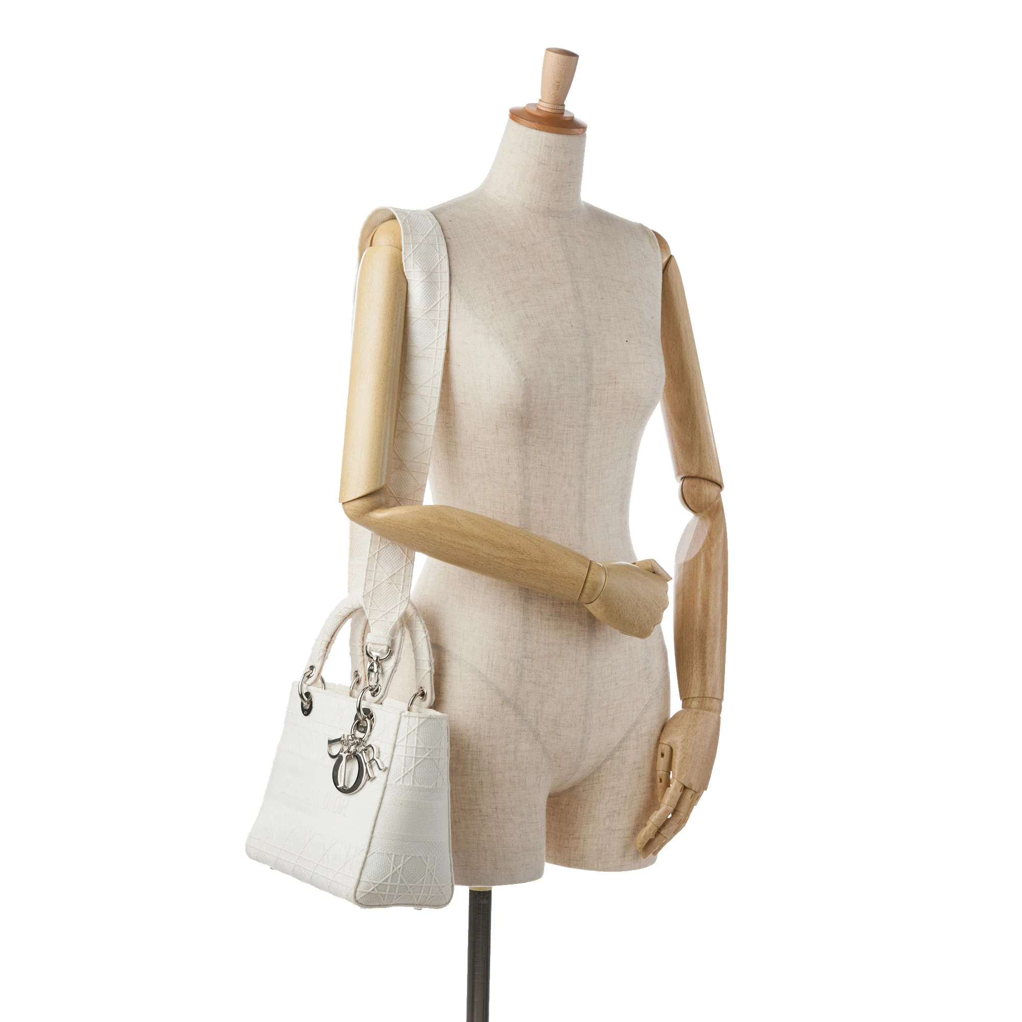 Dior | Pre-Owned Medium Canvas Cannage Lady D Lite | White - Image 3