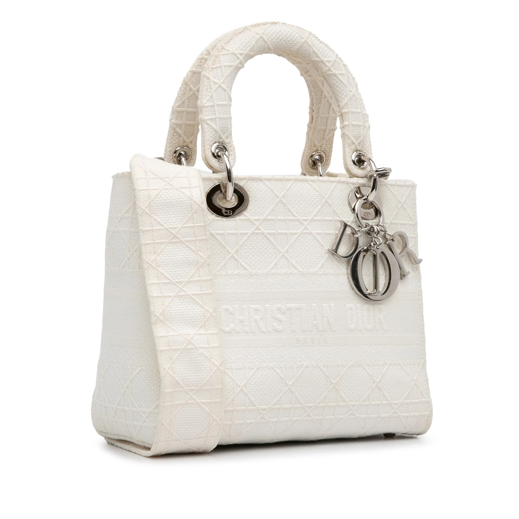Dior | Pre-Owned Medium Canvas Cannage Lady D Lite | White - Image 5