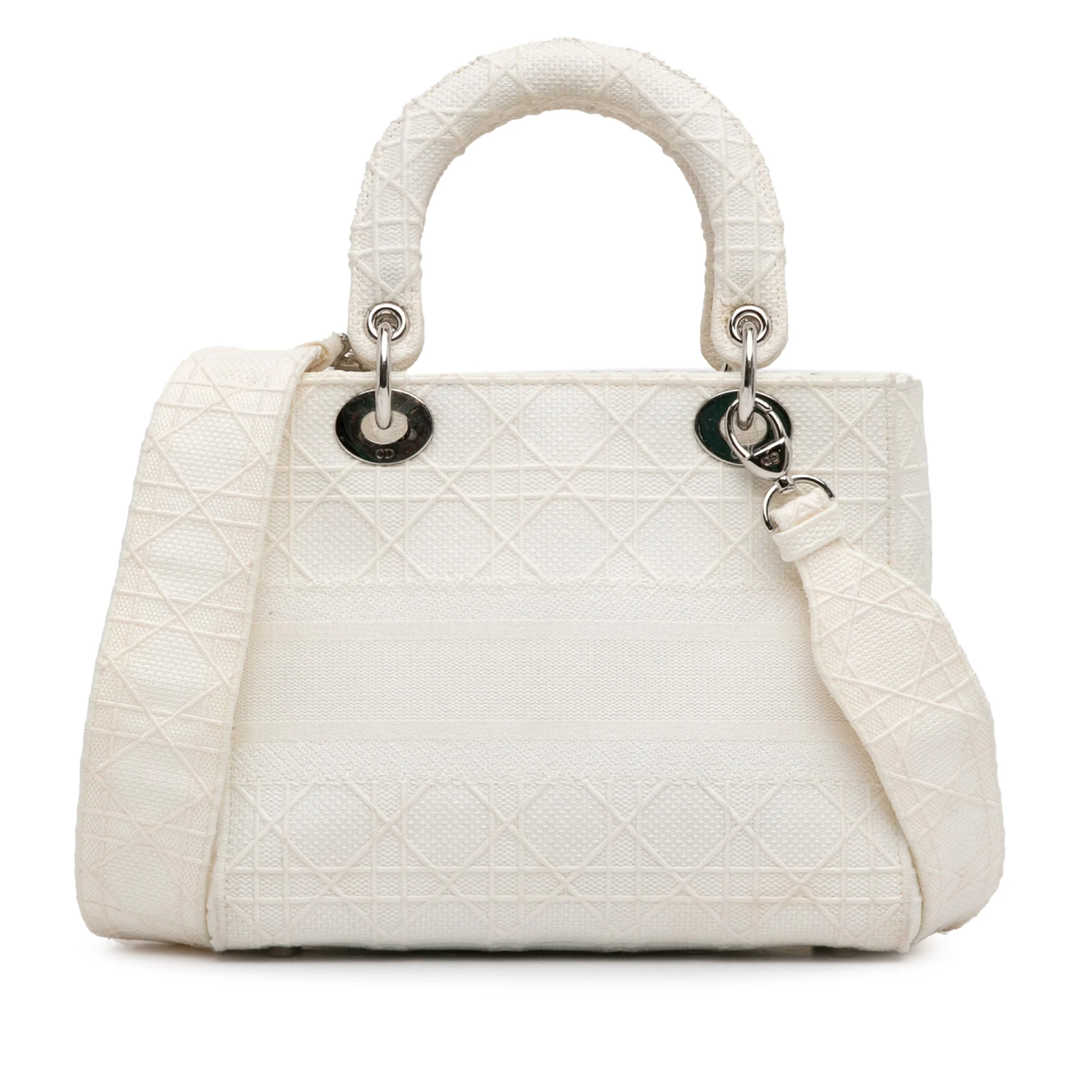 Dior | Pre-Owned Medium Canvas Cannage Lady D Lite | White - Image 7
