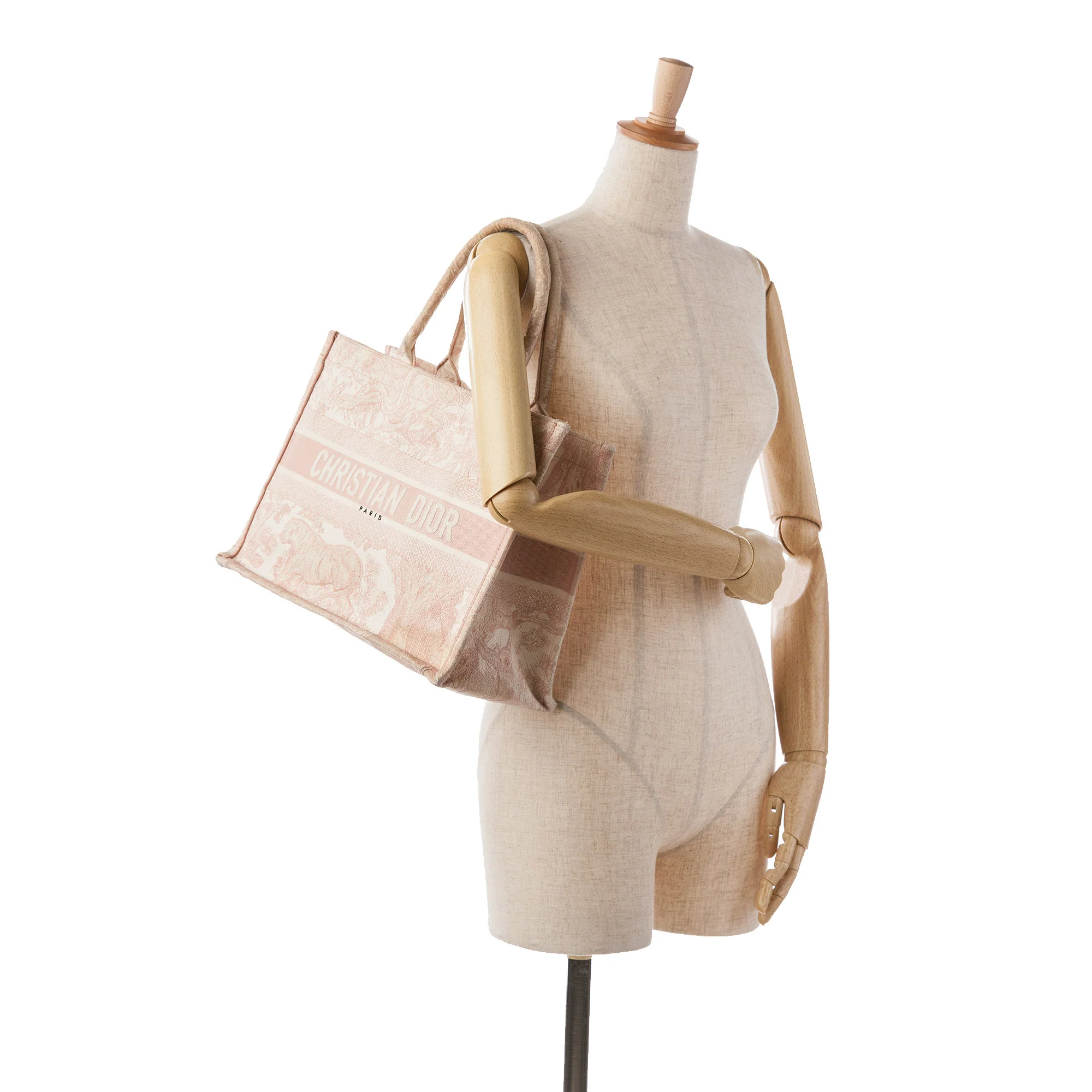 Dior | Pre-Owned Medium Canvas Embroidered Dioriviera Toile De Jouy Book Tote | Pink/Light Pink - Image 5