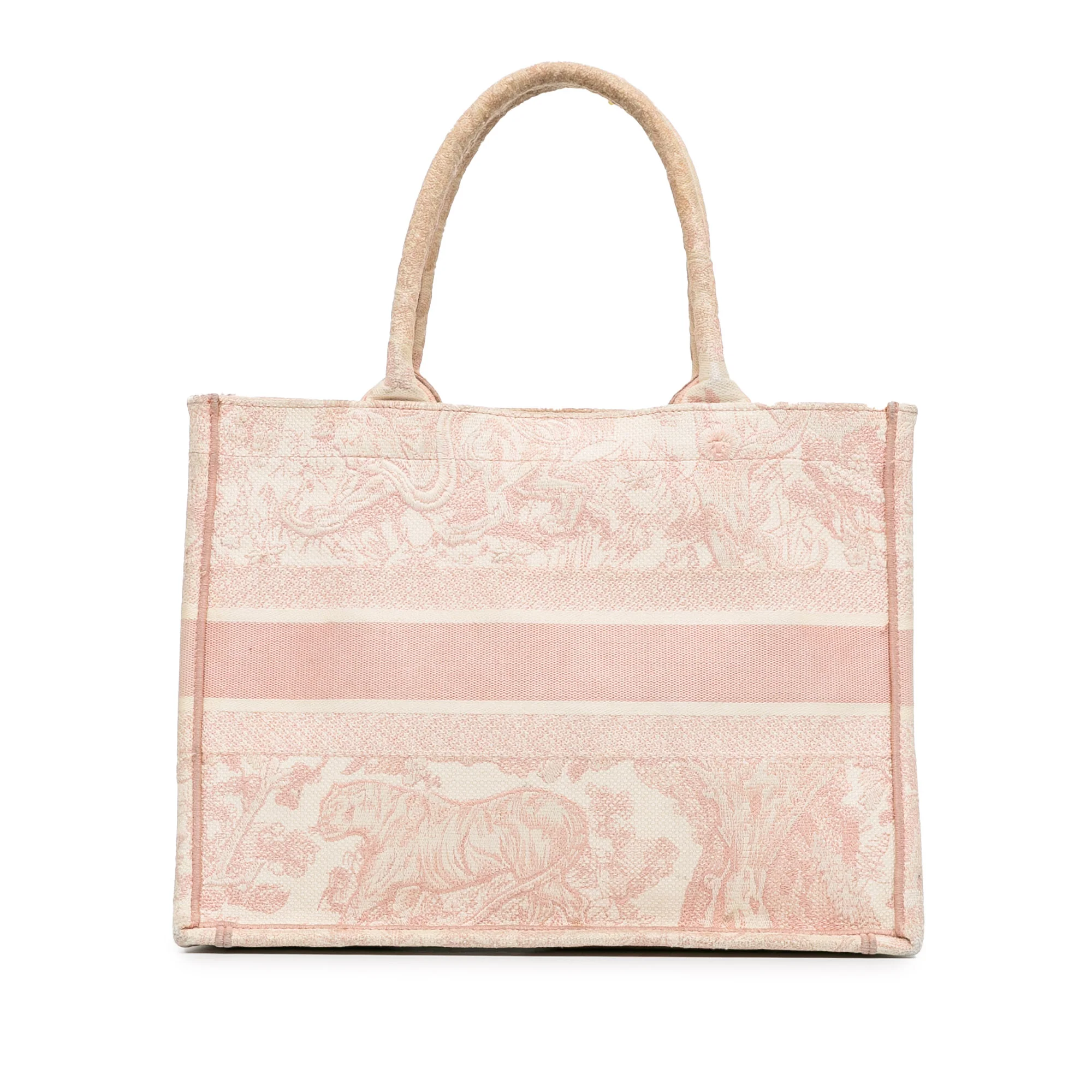 Dior | Pre-Owned Medium Canvas Embroidered Dioriviera Toile De Jouy Book Tote | Pink/Light Pink - Image 8