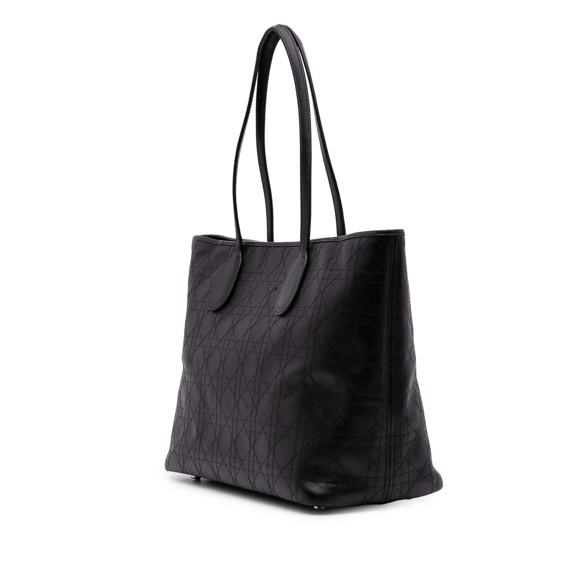 Dior | Pre-Owned Medium Coated Canvas Cannage Panarea Tote | Black - Image 4